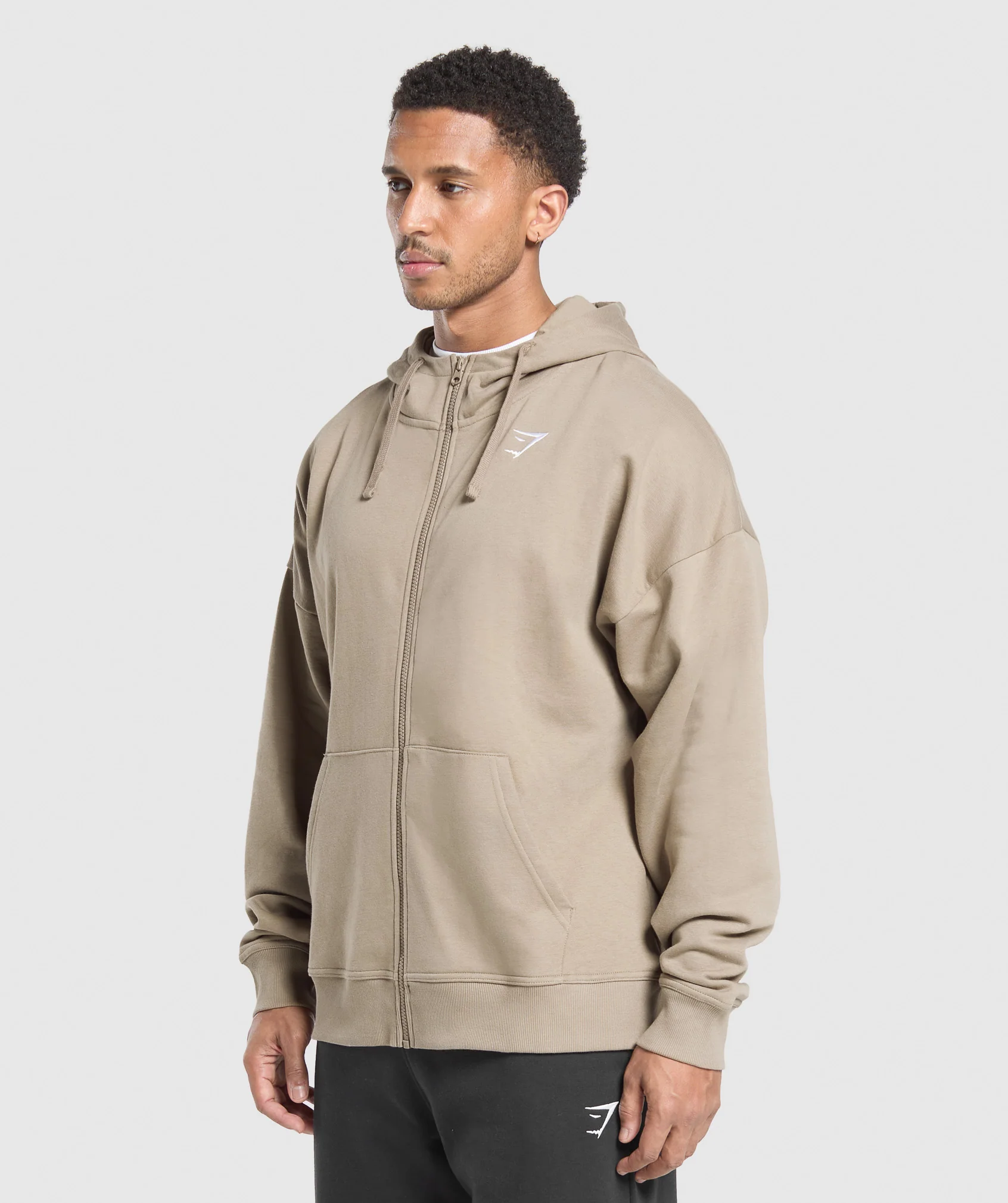 Crest Oversized Zip Up Hoodie – Lifestyle Brown - Imagen 2