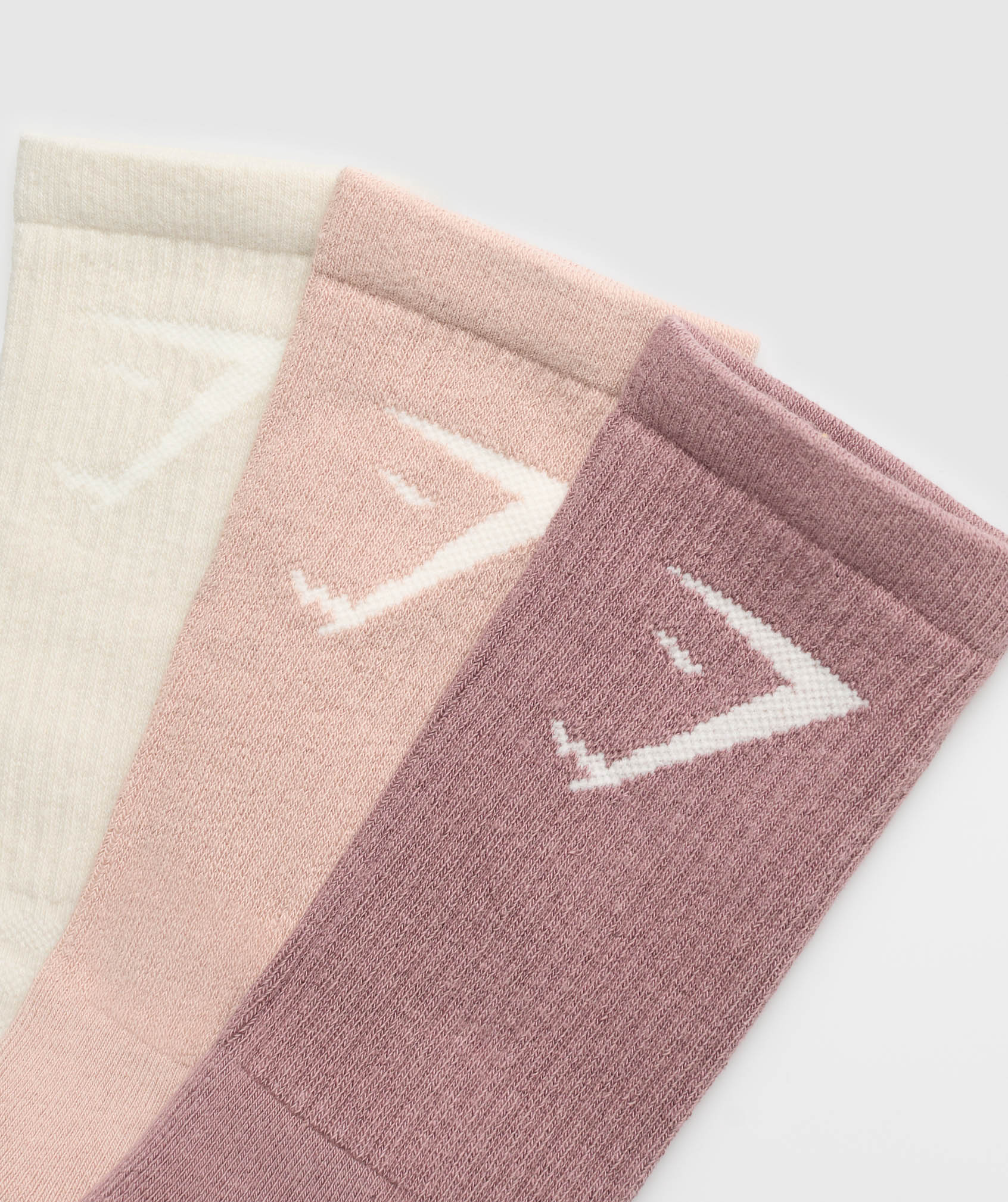 Crew Socks 3pk – Chestnut Pink/Rest Pink/Oat White