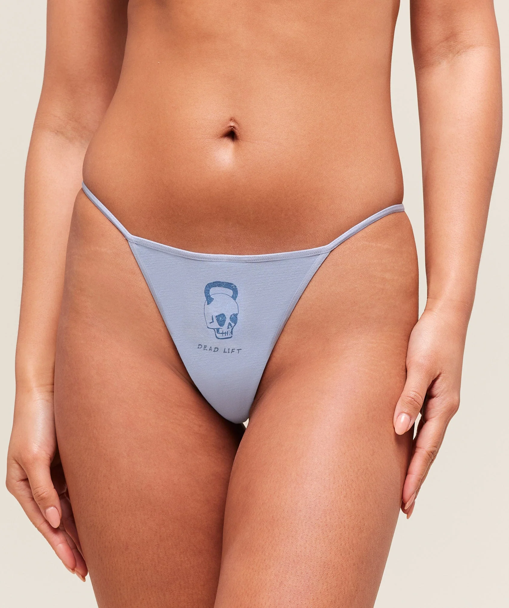 Deadlift Graphic Cotton G-String – Gentle Blue