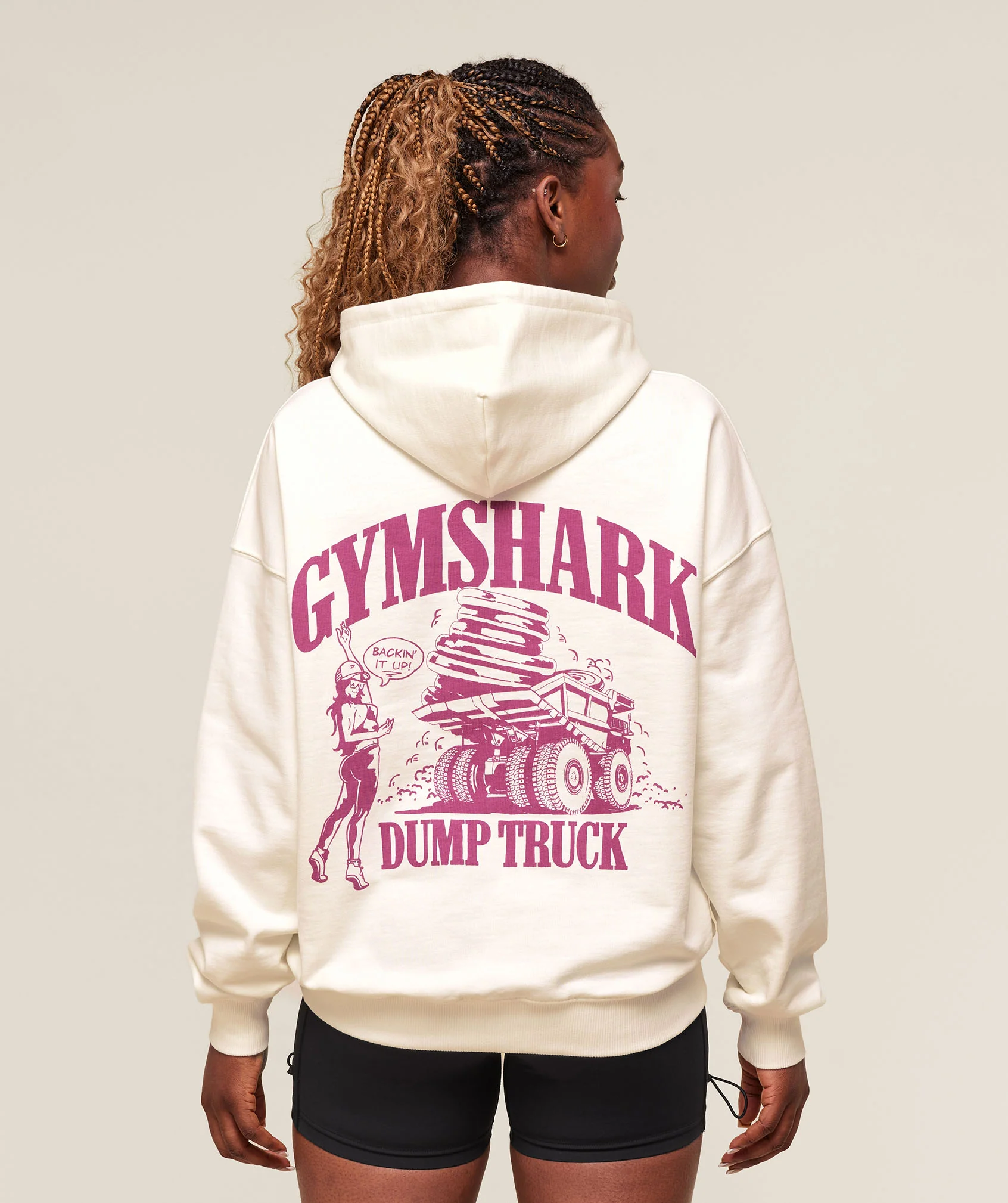 Dump Truck Graphic Hoodie – Soft White