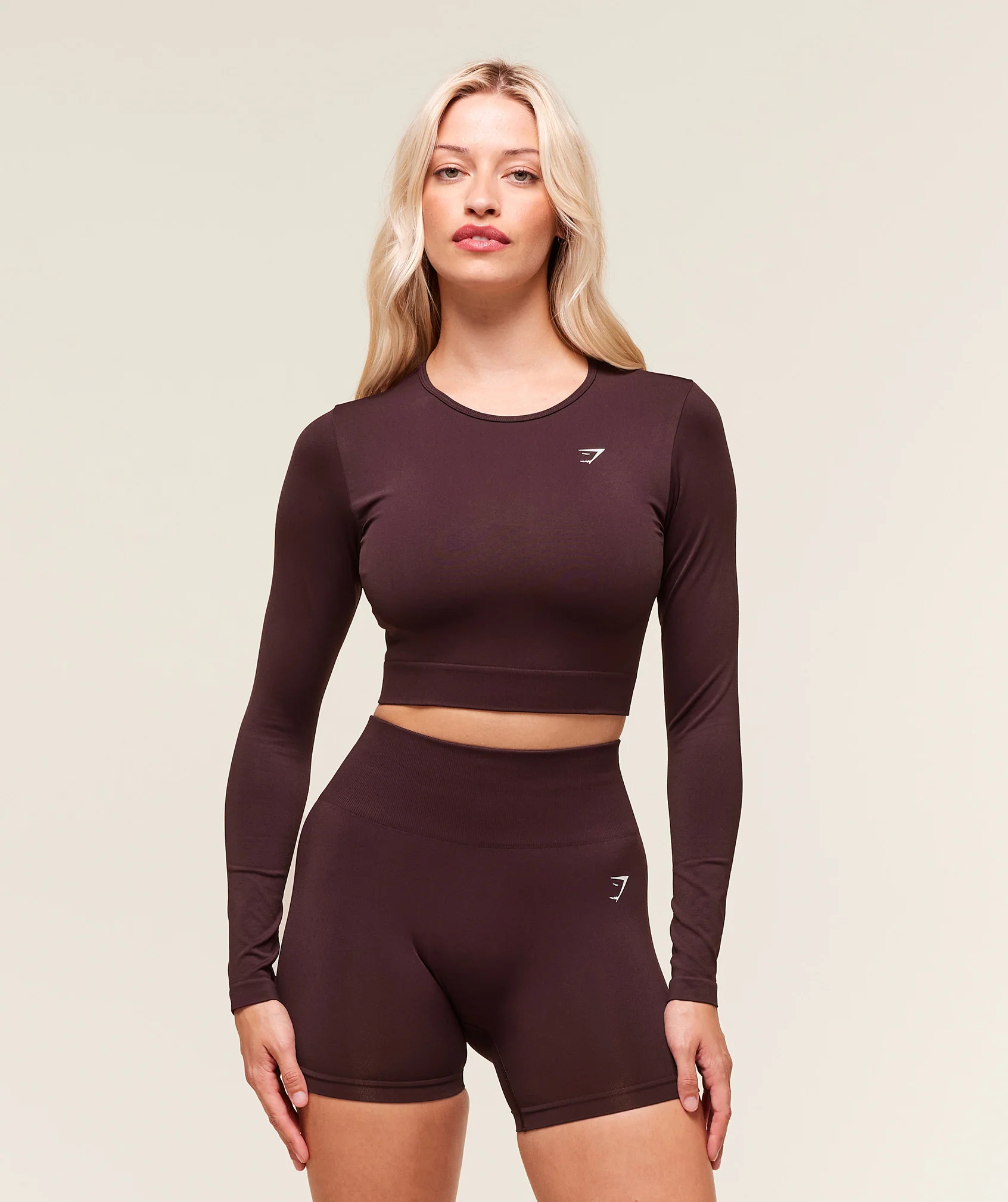 Everyday Seamless Long Sleeve Crop Top – Cherry Purple
