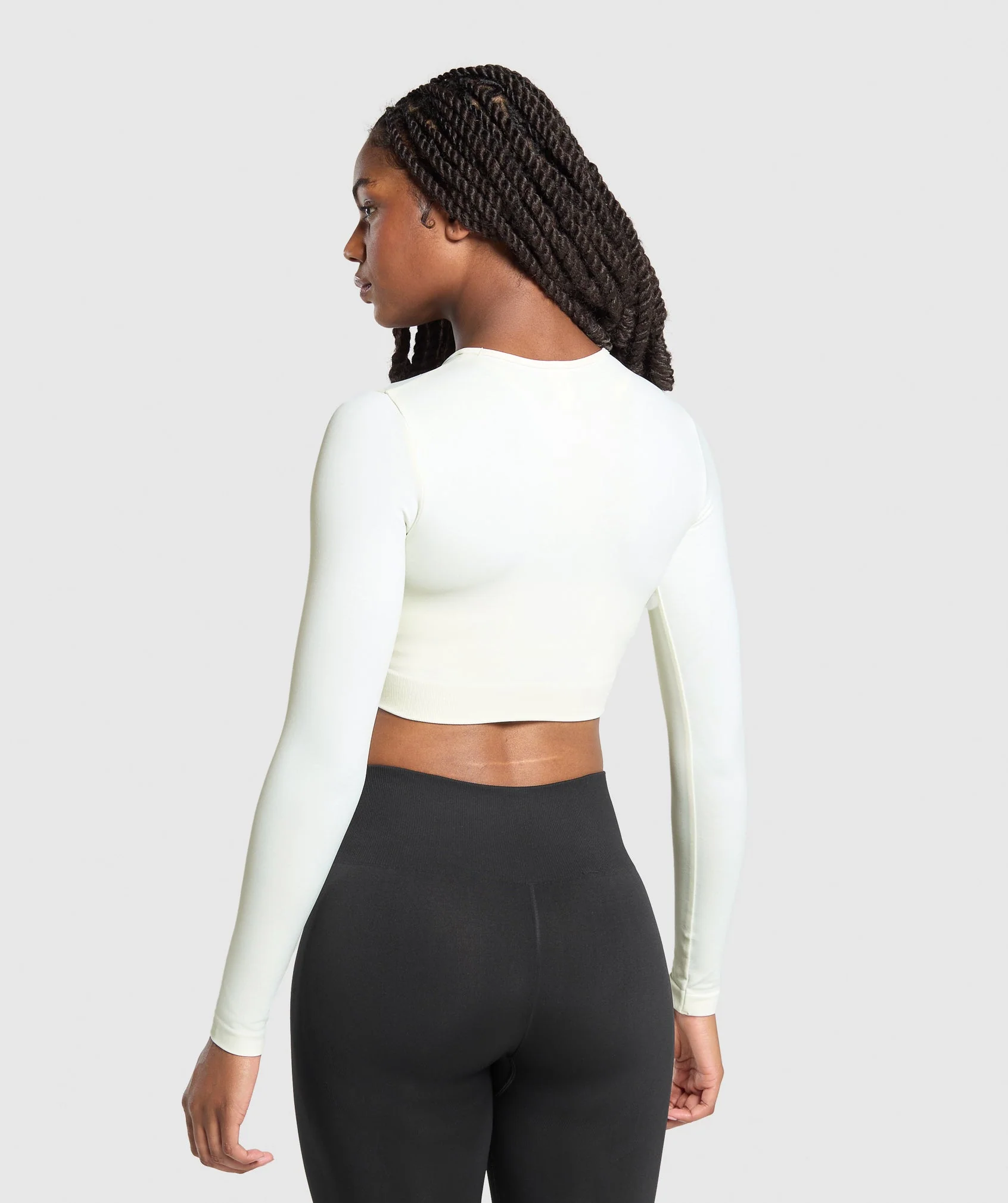 Everyday Seamless Long Sleeve Crop Top – Soft White