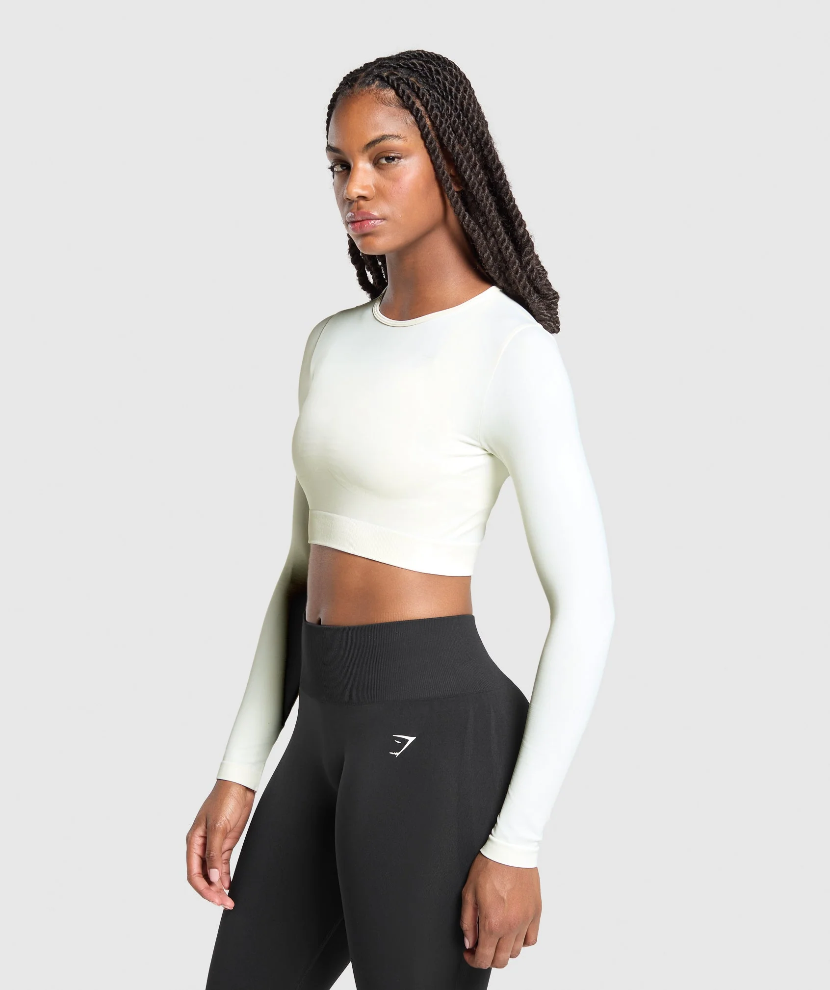 Everyday Seamless Long Sleeve Crop Top – Soft White - Imagen 2