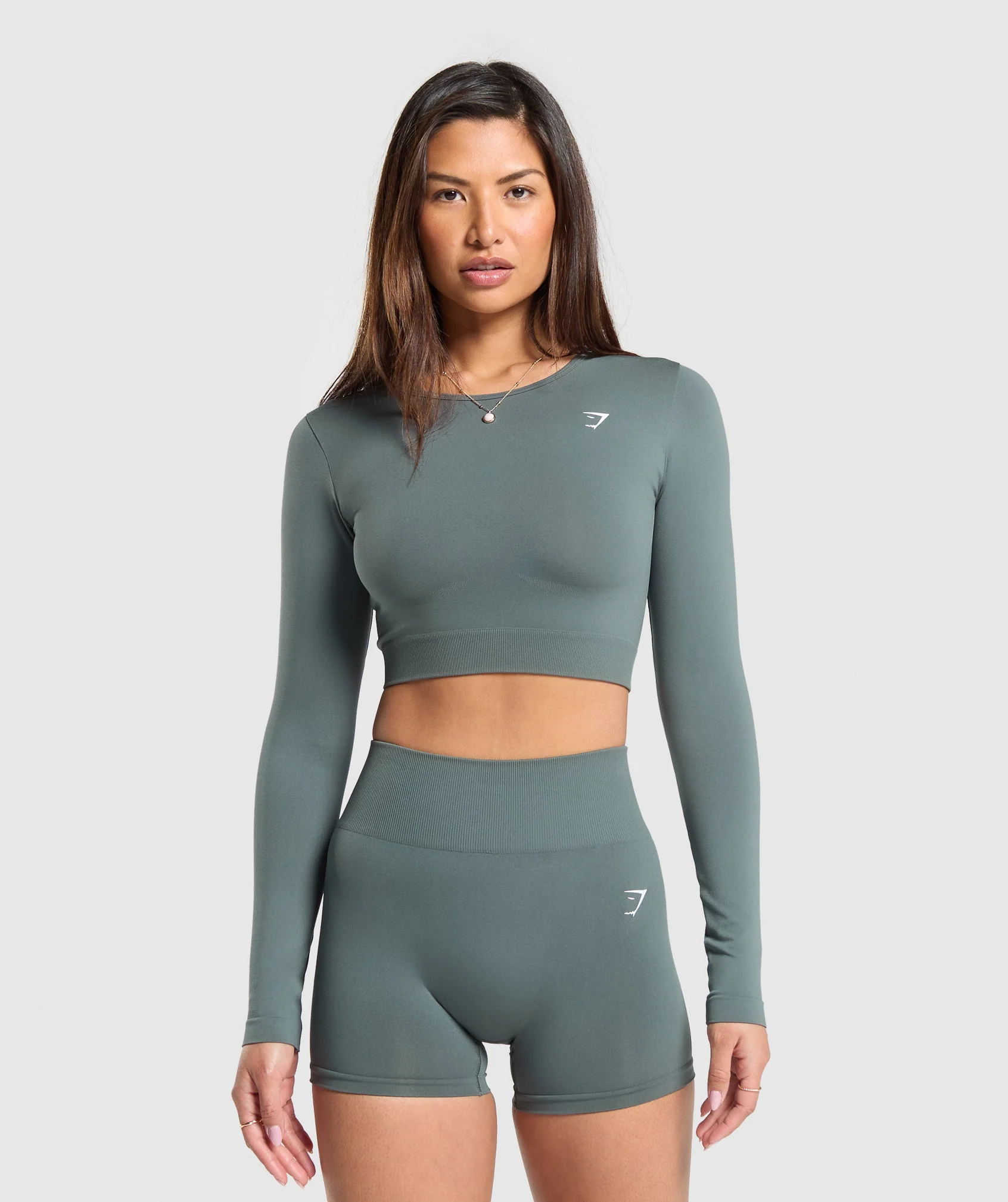 Everyday Seamless Long Sleeve Crop Top – Teal