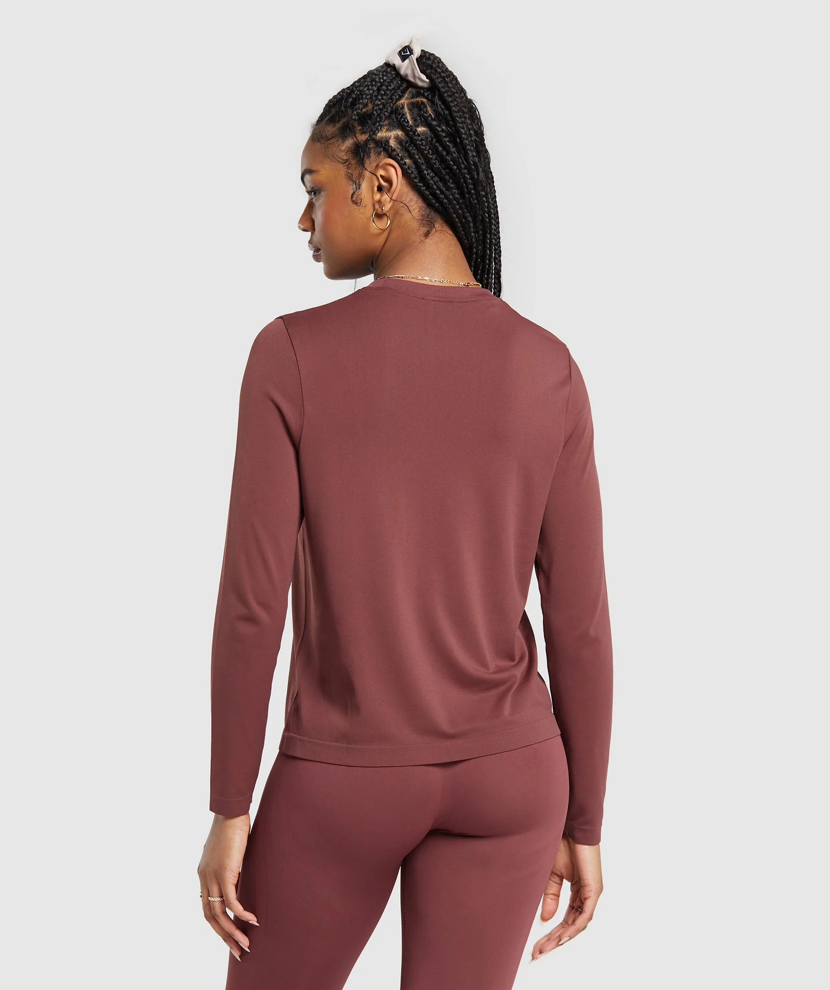 Everyday Seamless Long Sleeve Top – Burgundy Brown