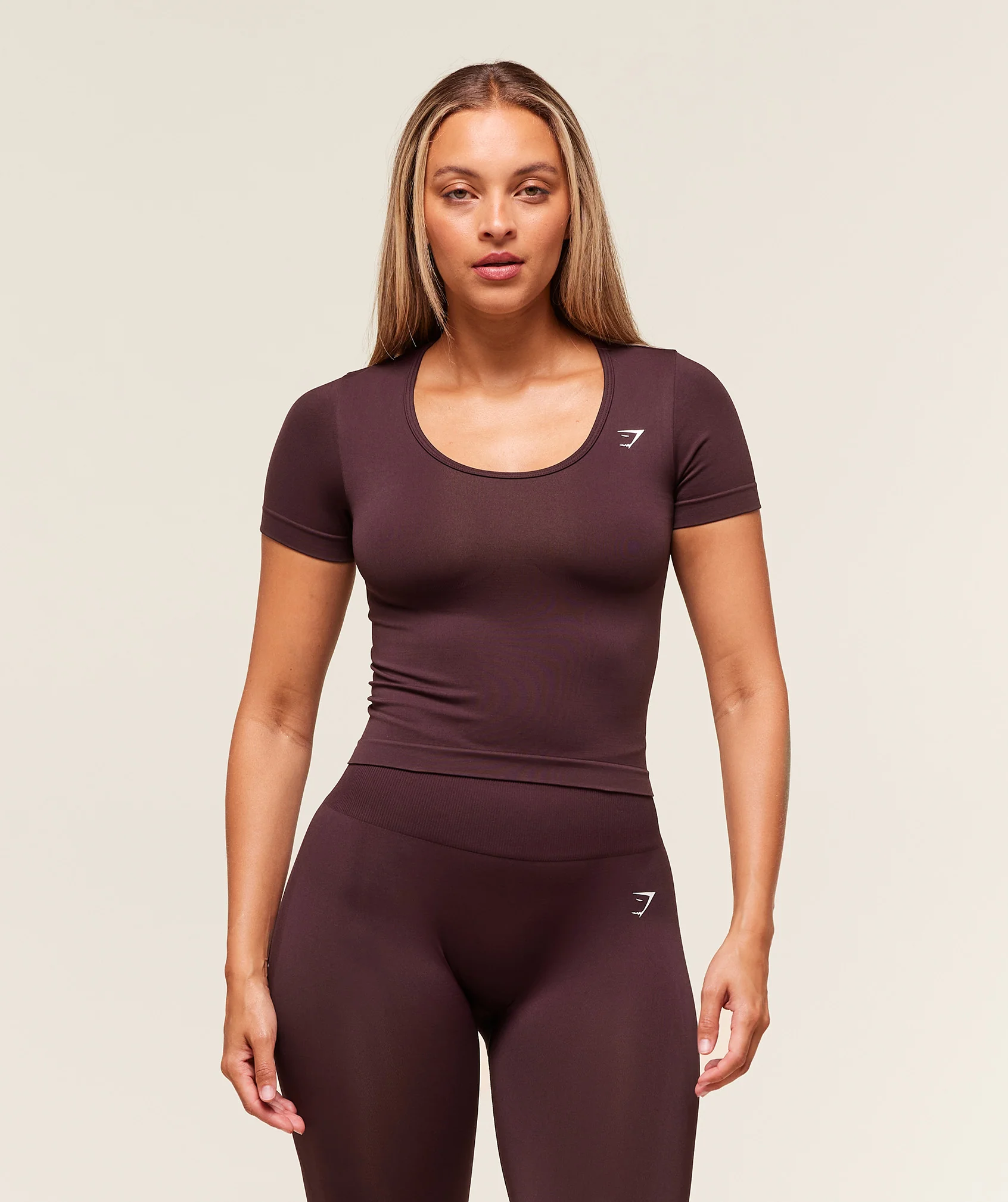 Everyday Seamless Tight Fit Crew Neck Tee – Cherry Purple
