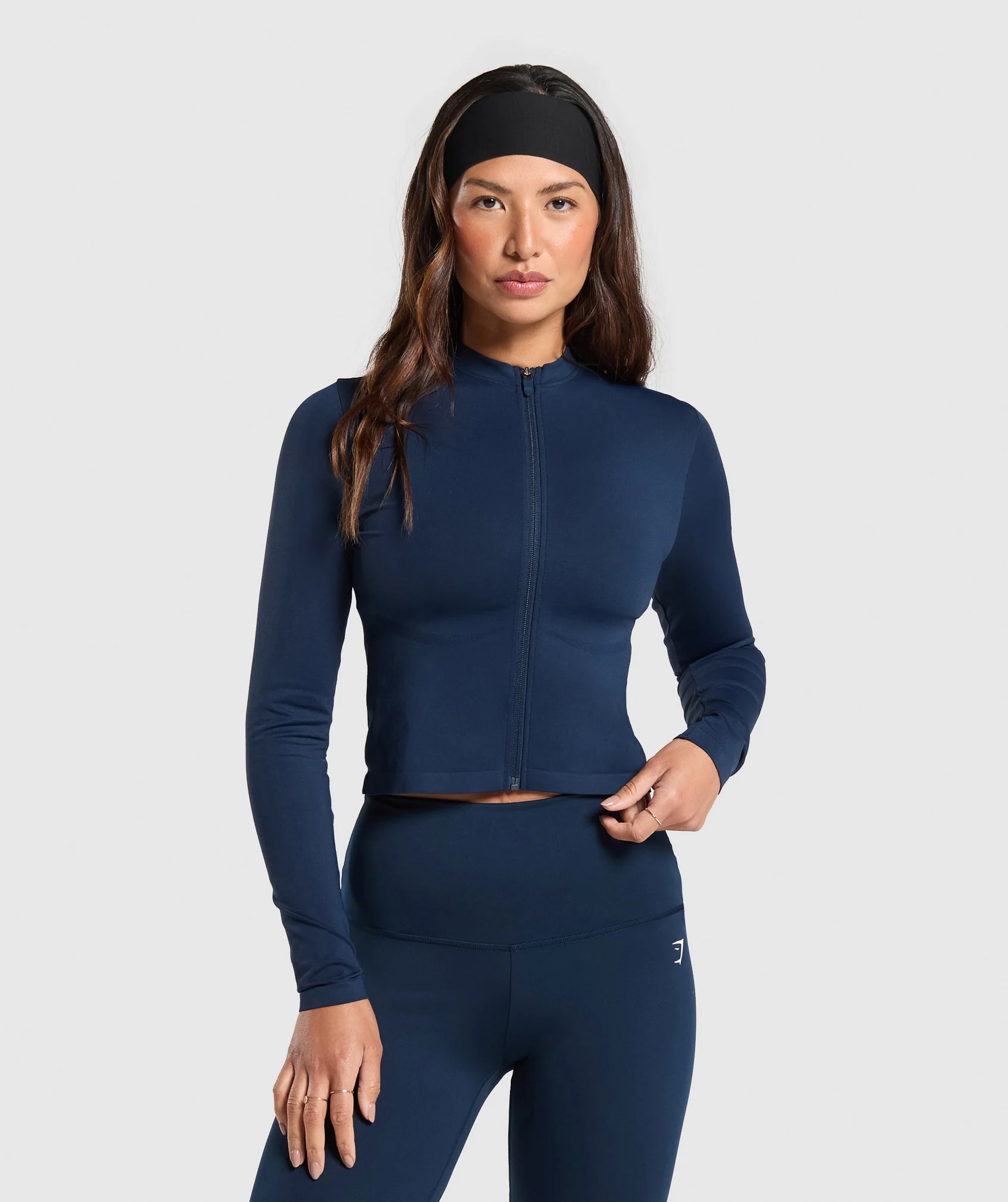 Everyday Seamless Zip Tracktop – Navy