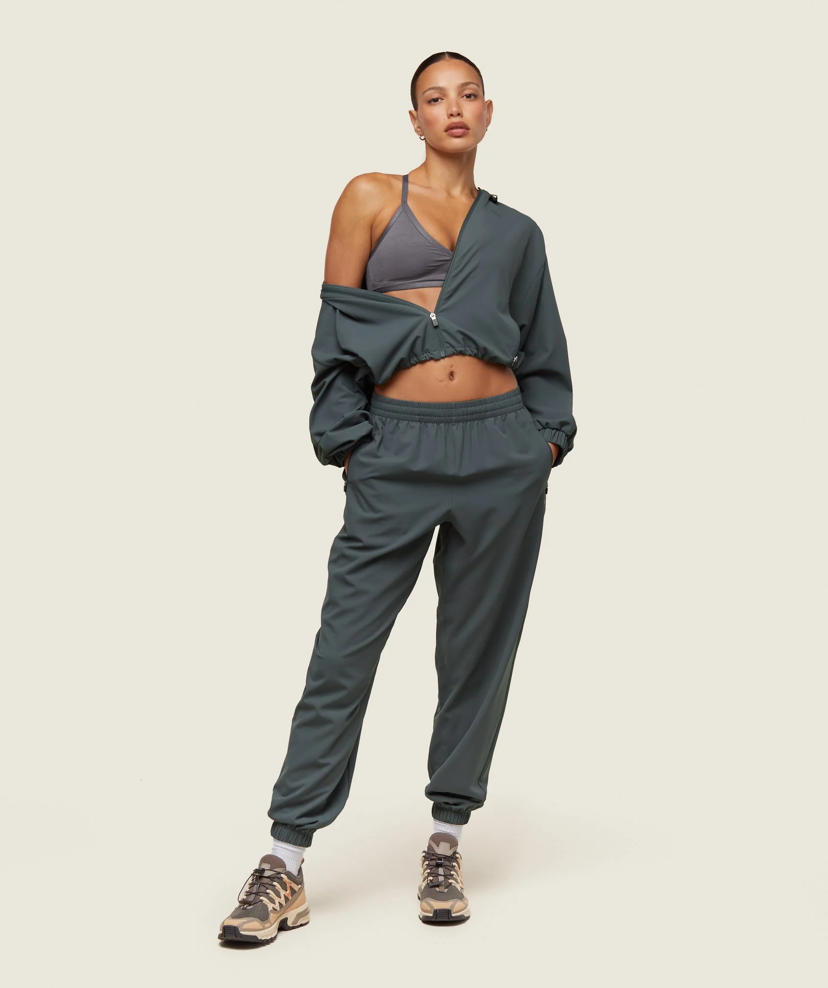 everywear Cropped Lightweight Jacket – Slate Teal