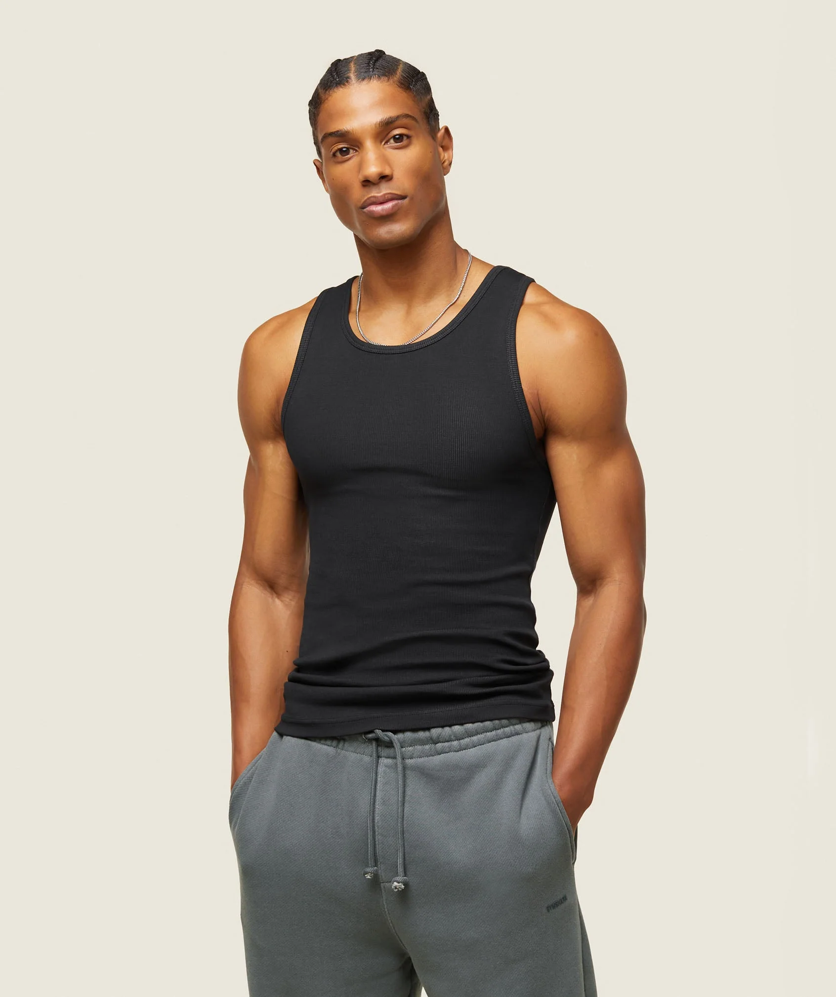everywear Ribbed Tank – Black