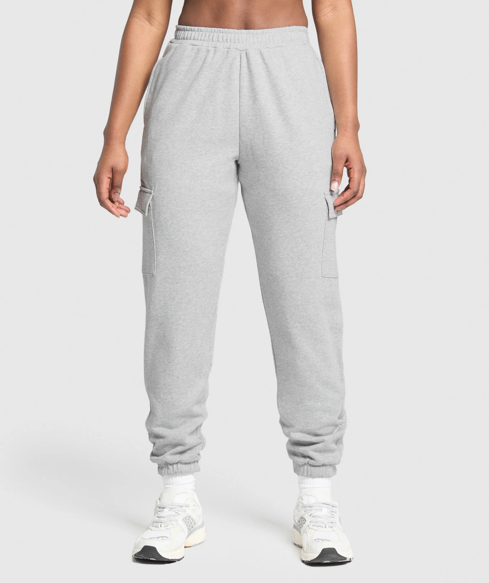 Fleece Cargo Joggers – Light Grey Core Marl