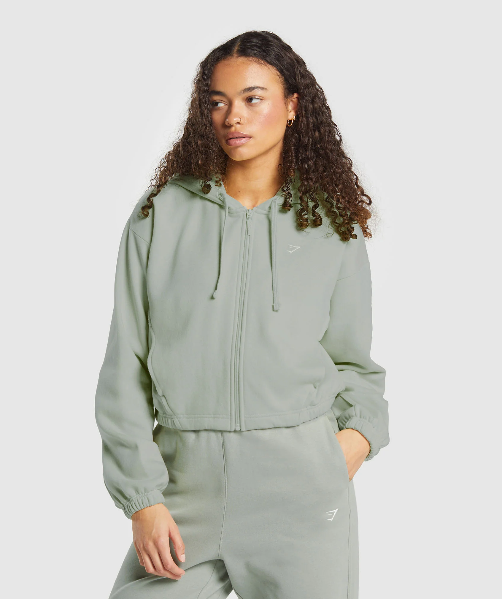 Fleece Zip Hoodie – Stone Grey
