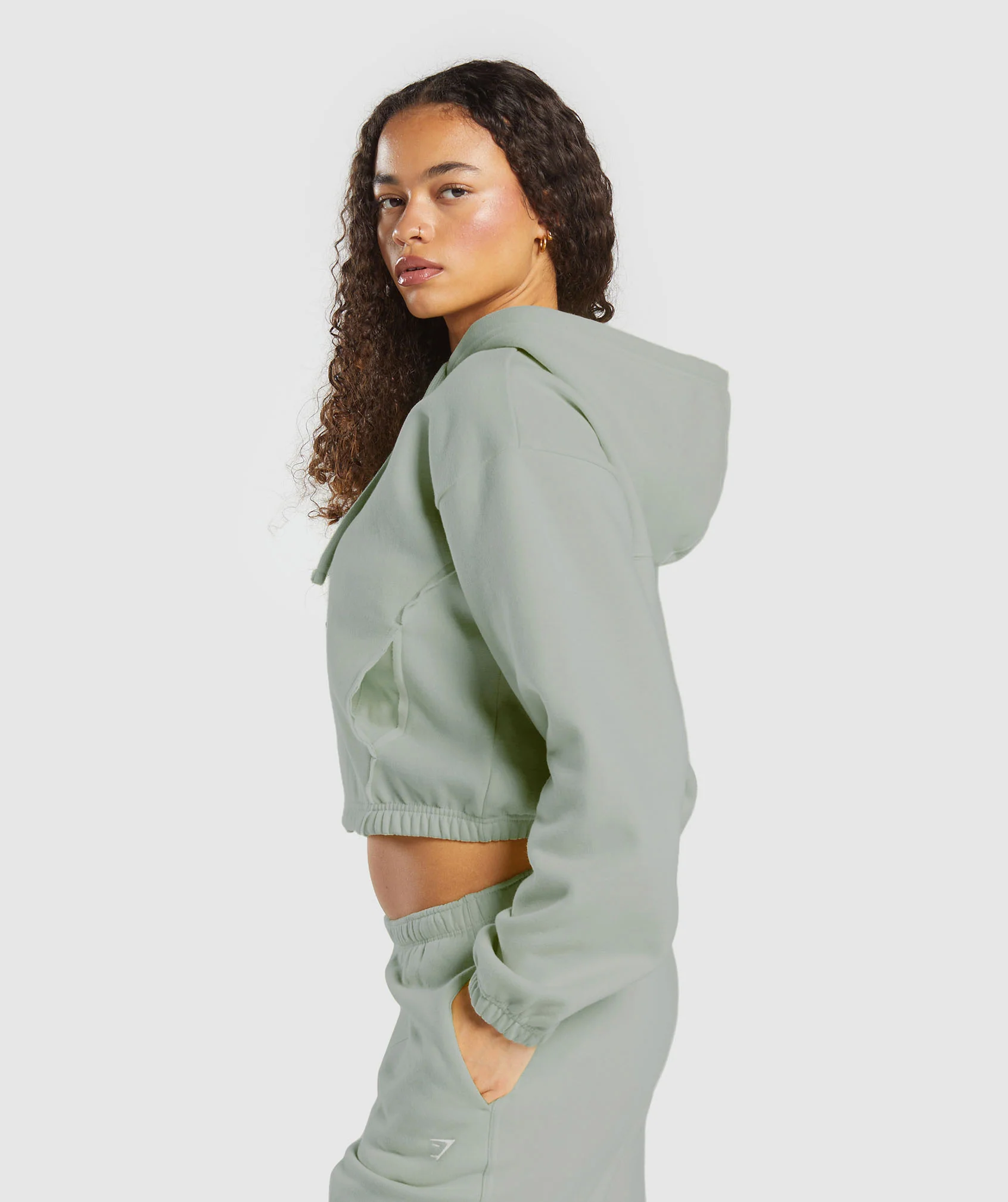 Fleece Zip Hoodie – Stone Grey - Imagen 2