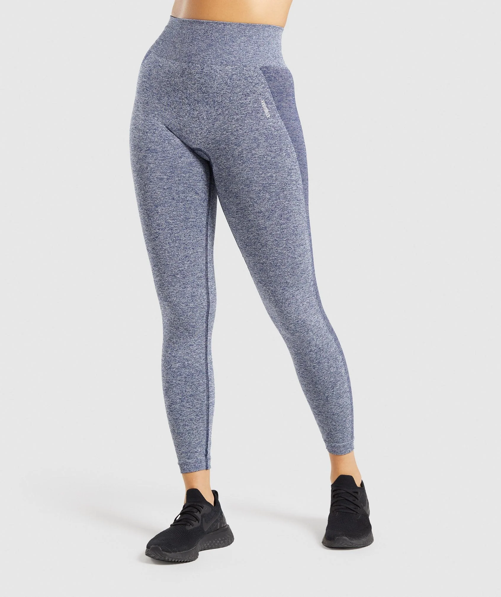 Flex High Waisted Leggings – Navy Marl/Light Grey