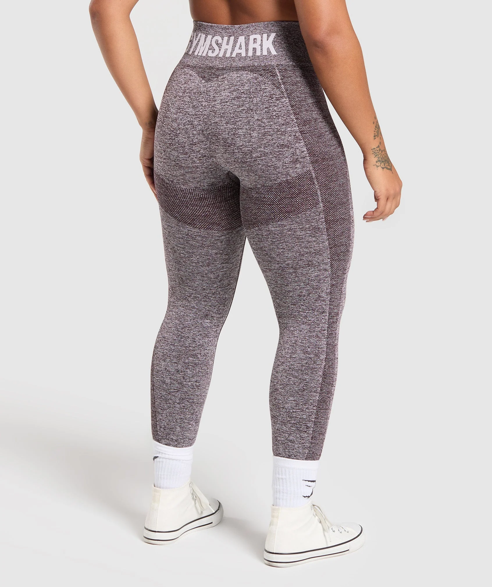 Flex High Waisted Leggings – Plum Brown/White Marl - Imagen 2