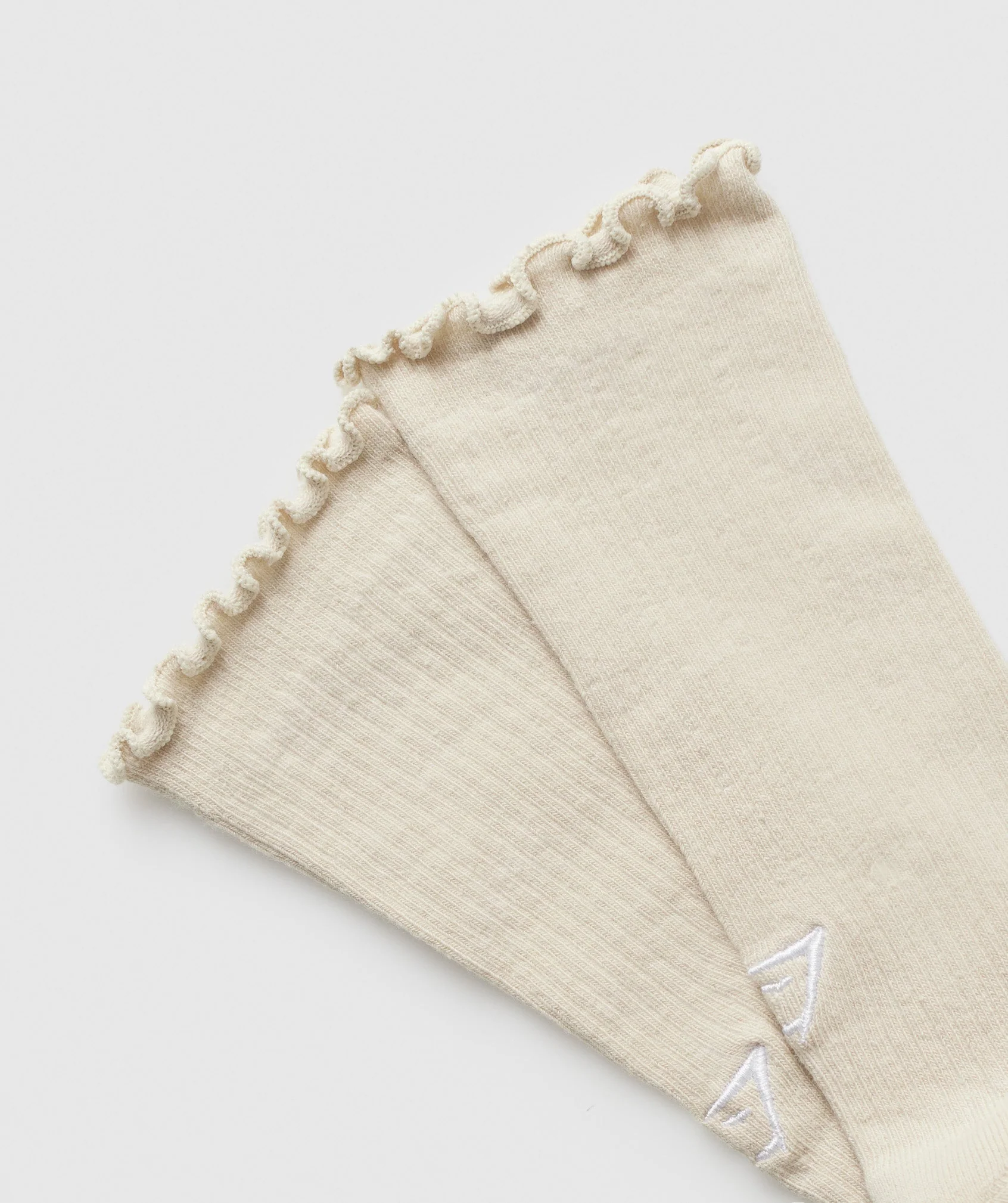 Frill Crew Single Sock – Cream Beige/Soft White