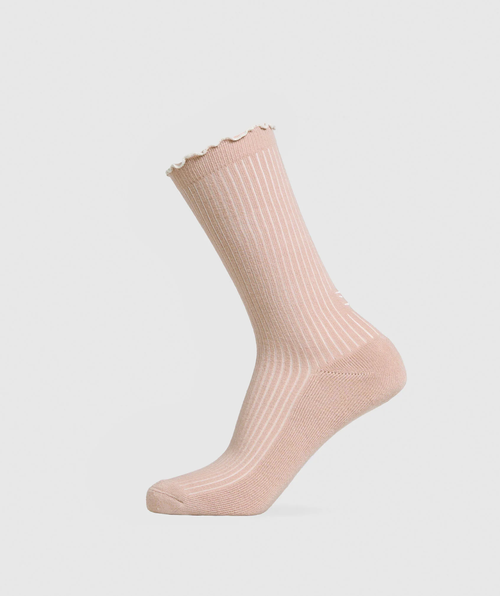 Frill Crew Single Sock – Rest Pink/Oat White