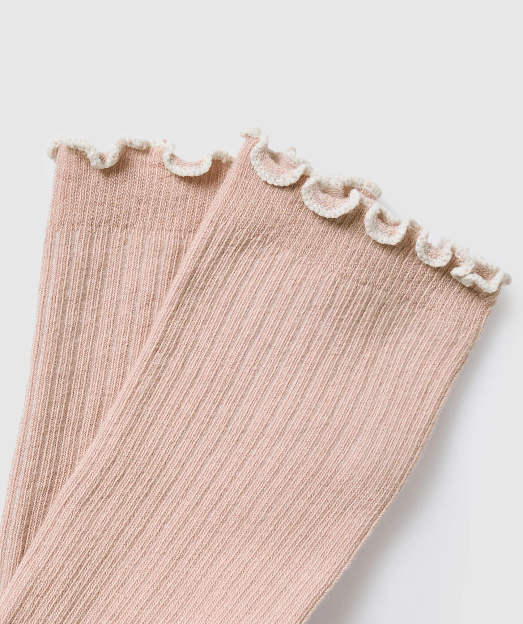 Frill Crew Single Sock – Rest Pink/Oat White