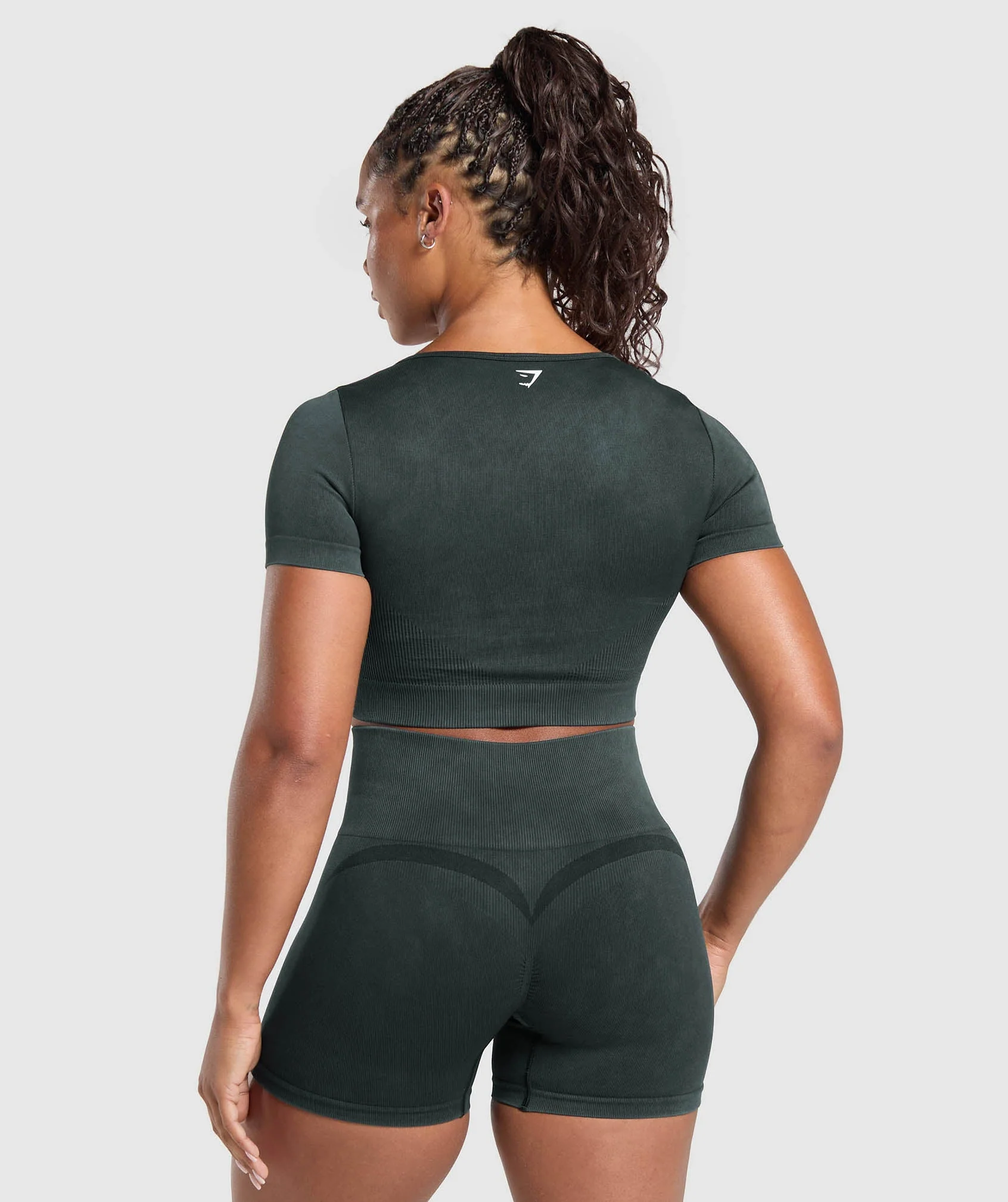 Gains Seamless Washed Crop Top – Black