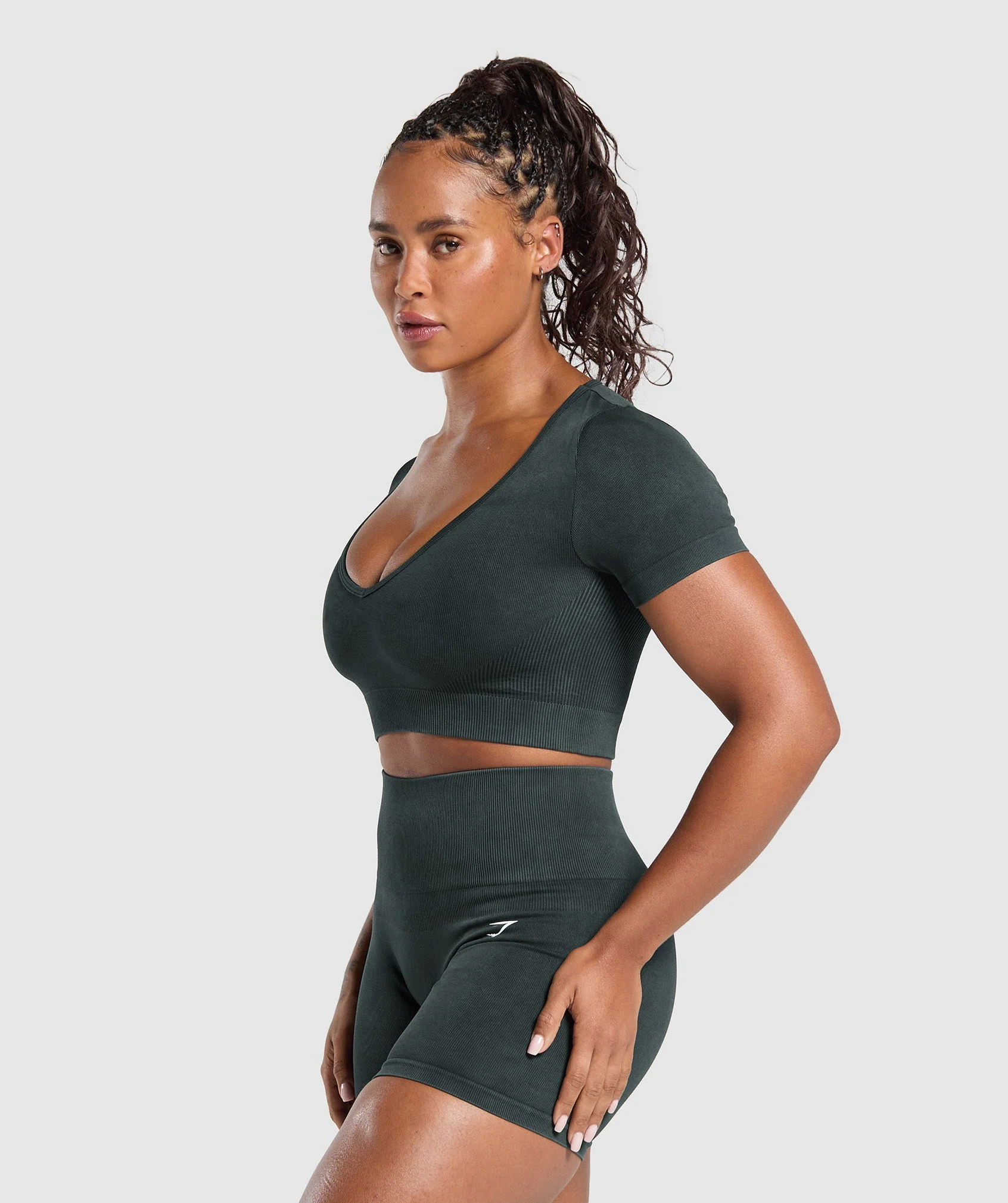 Gains Seamless Washed Crop Top – Black - Imagen 2