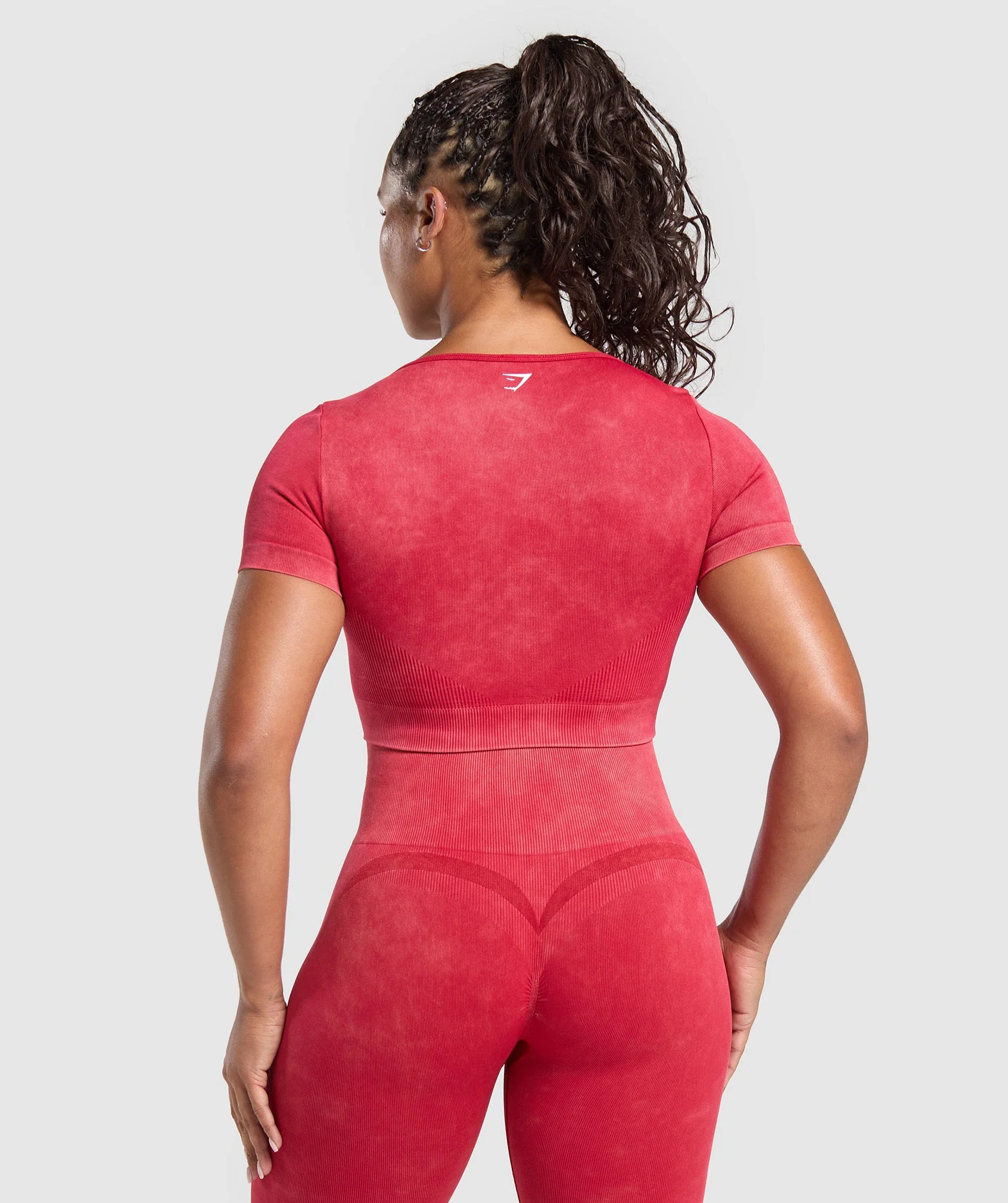 Gains Seamless Washed Crop Top – Carmine Red