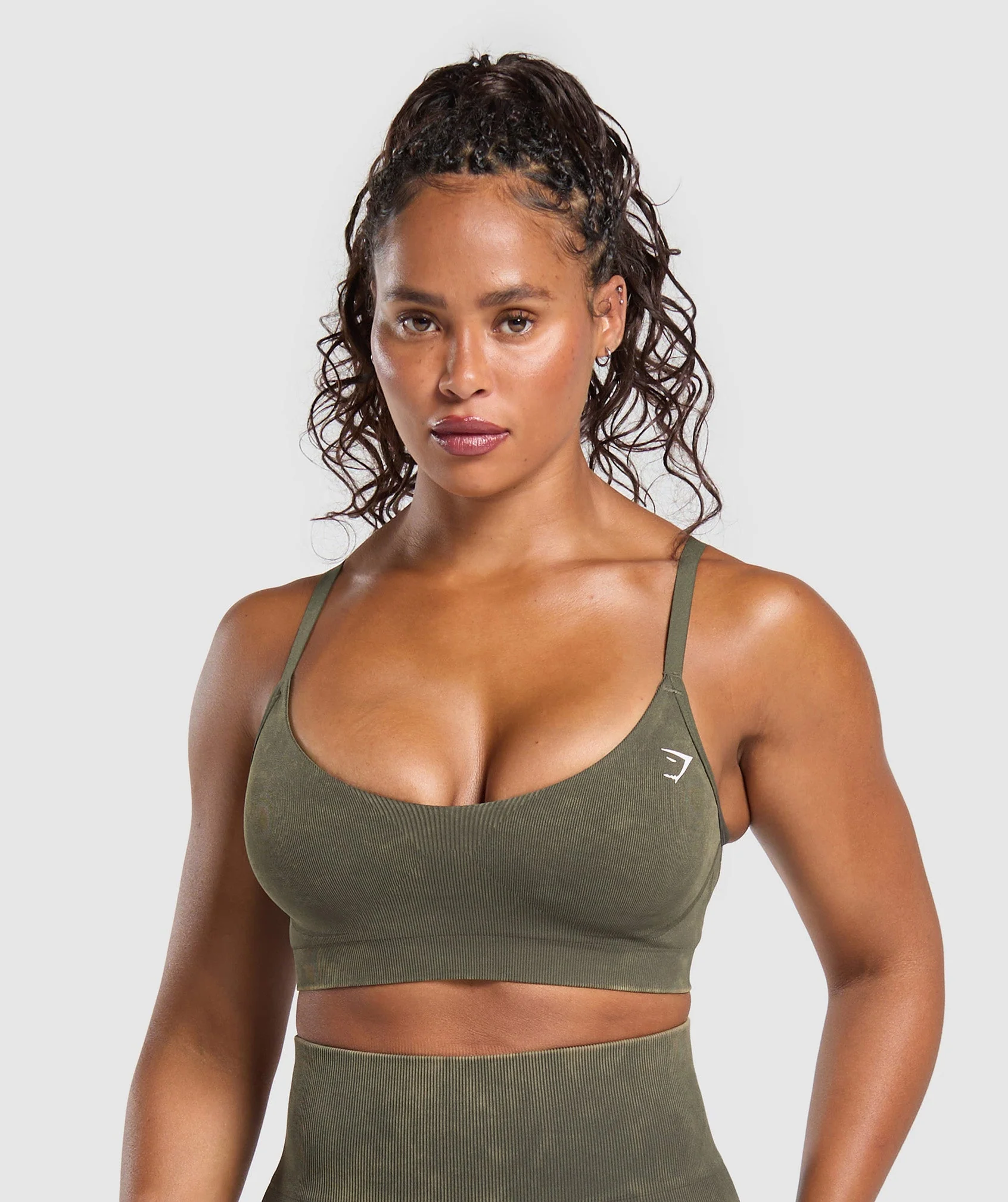 Gains Seamless Washed Sports Bra – Strength Green