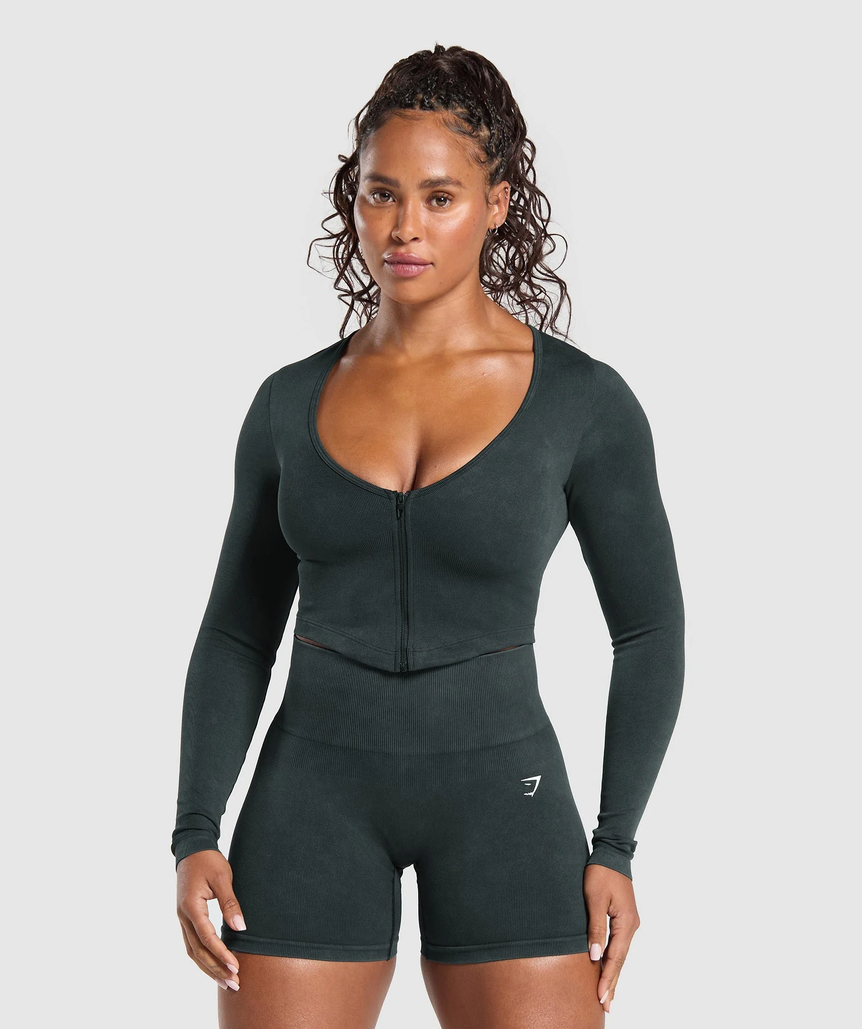 Gains Seamless Washed Zip Up Jacket – Black