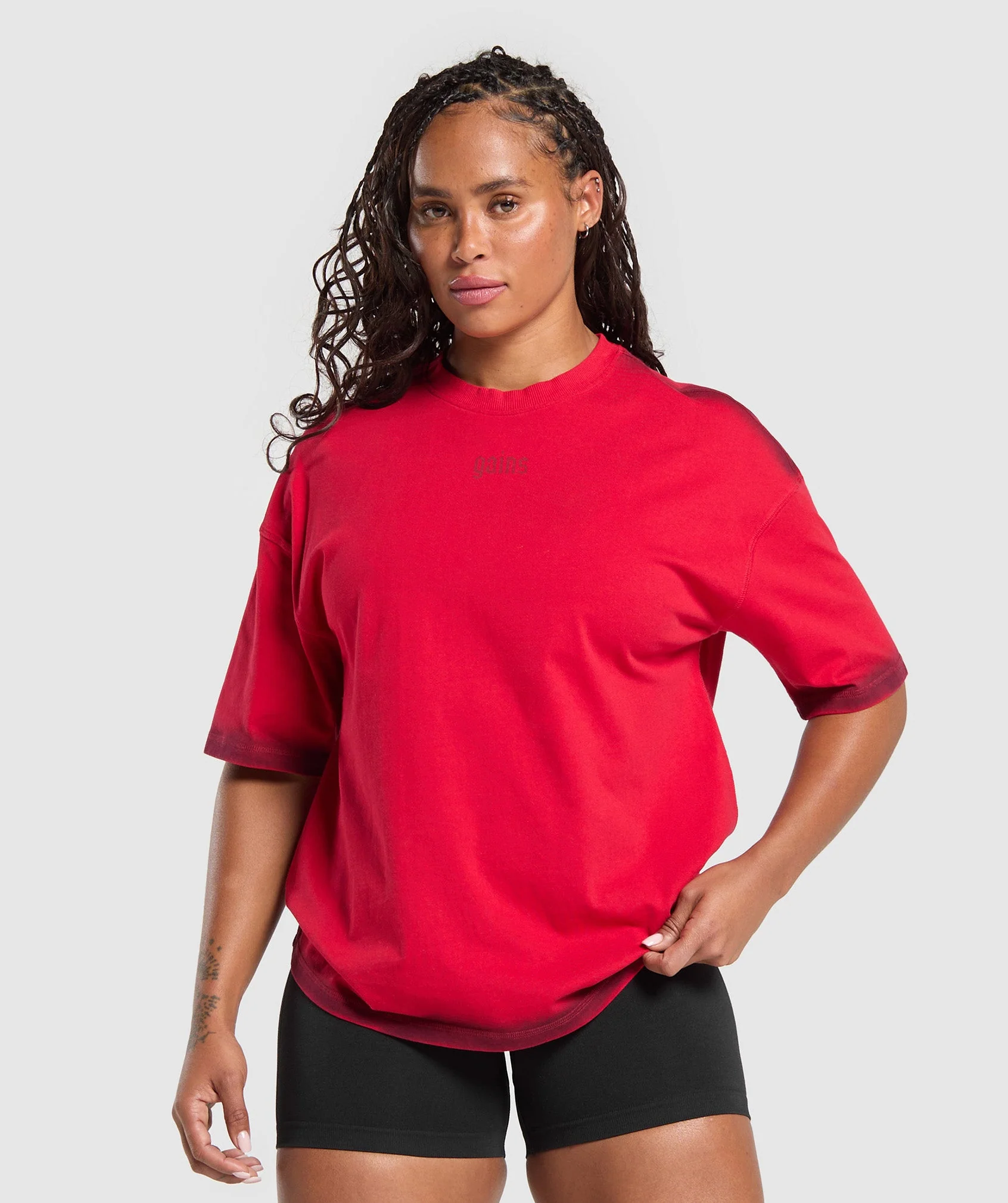 Gains Washed Heavyweight Cotton T-Shirt – Conditioning Red/Sets Red