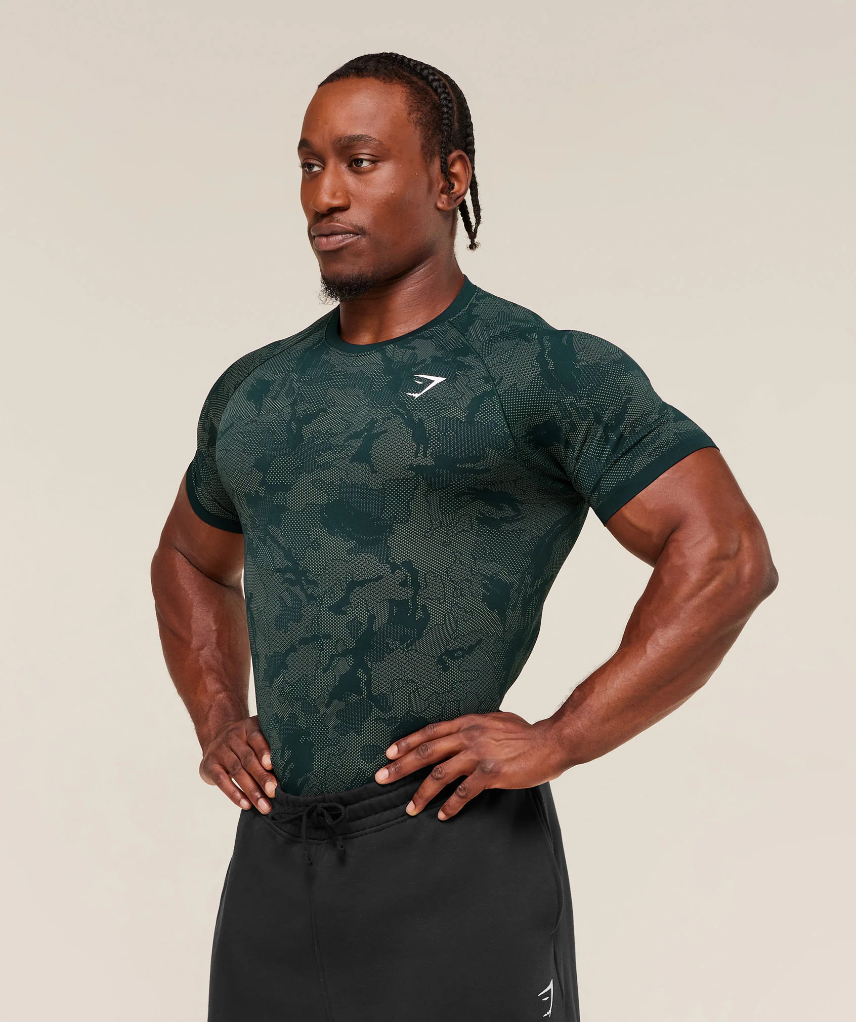 Geo Seamless T-Shirt – Deep Petrol Blue/Unit Green - Imagen 2