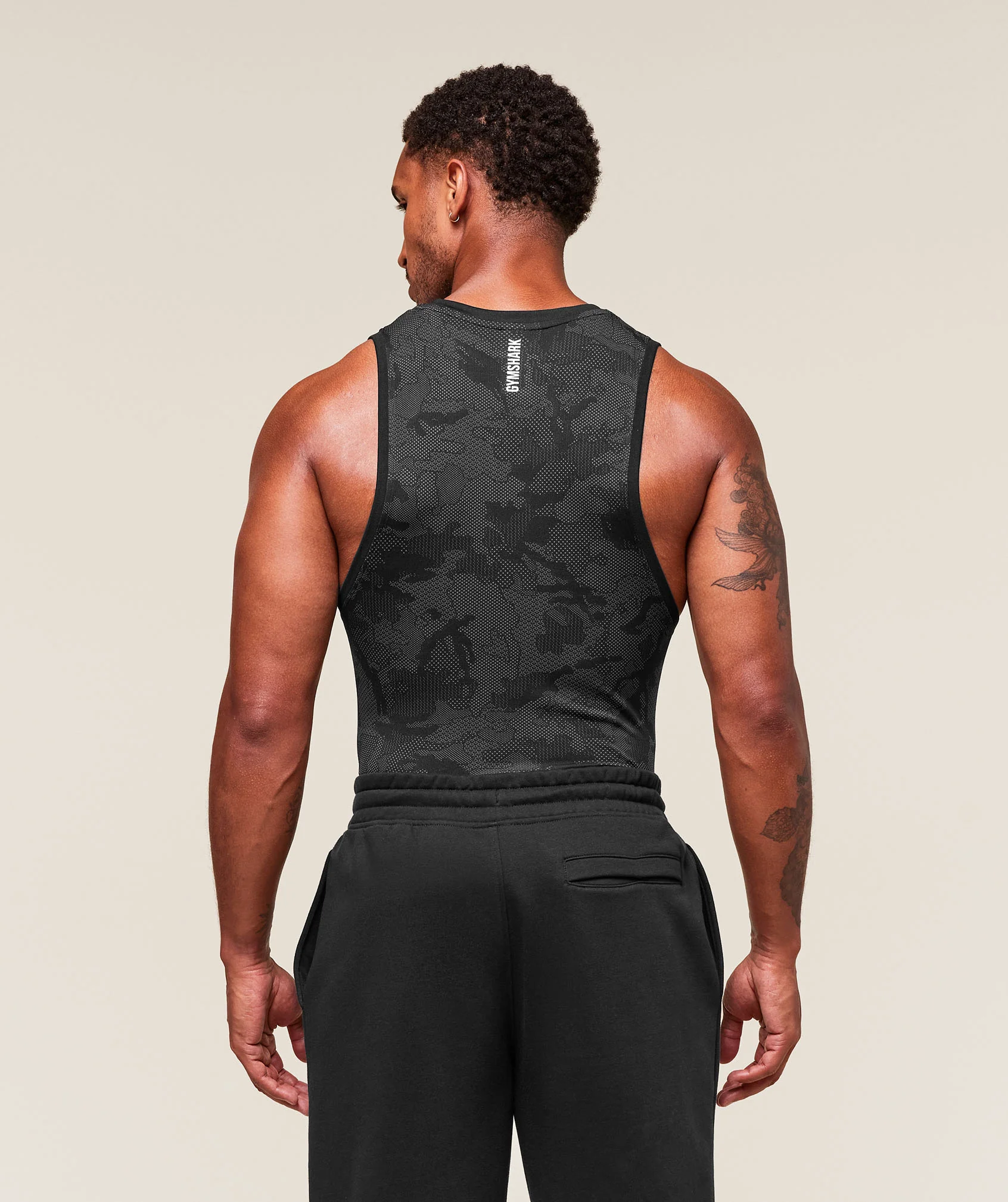 Geo Seamless Tank – Black/Charcoal Grey