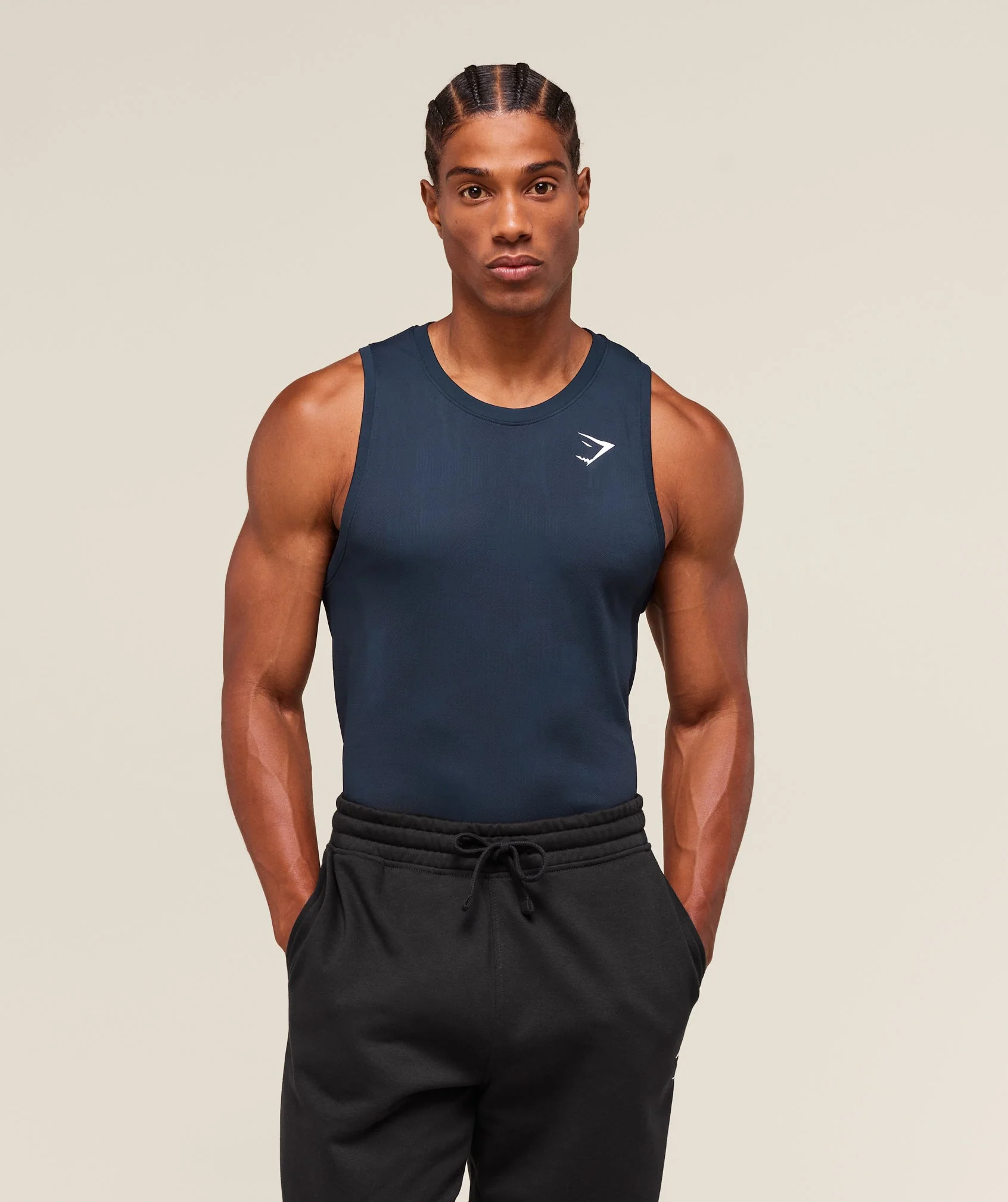 Geo Seamless Tank – Navy/Heavy Blue