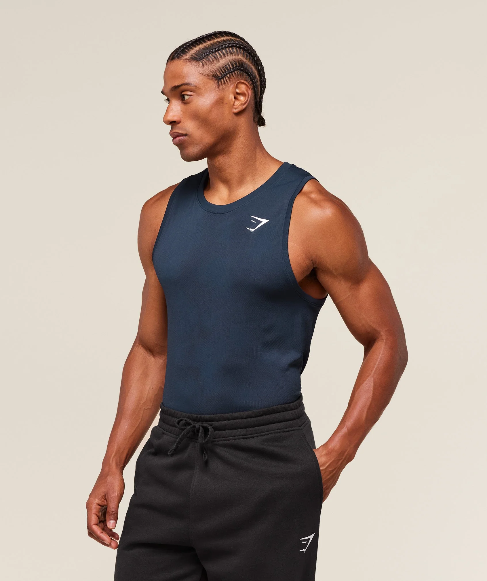 Geo Seamless Tank – Navy/Heavy Blue
