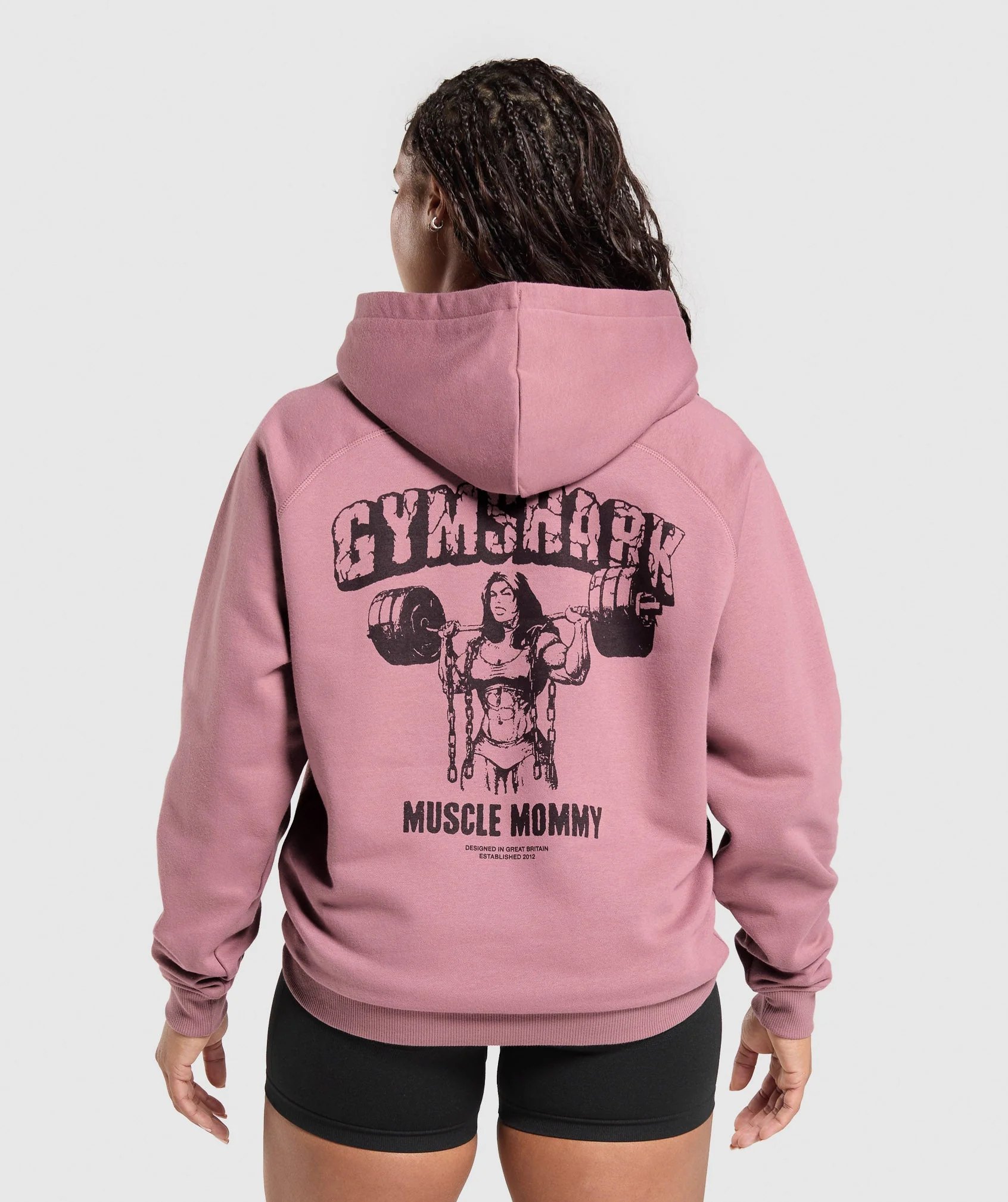 Gritty Muscle Mommy Graphic Hoodie – Calm Pink