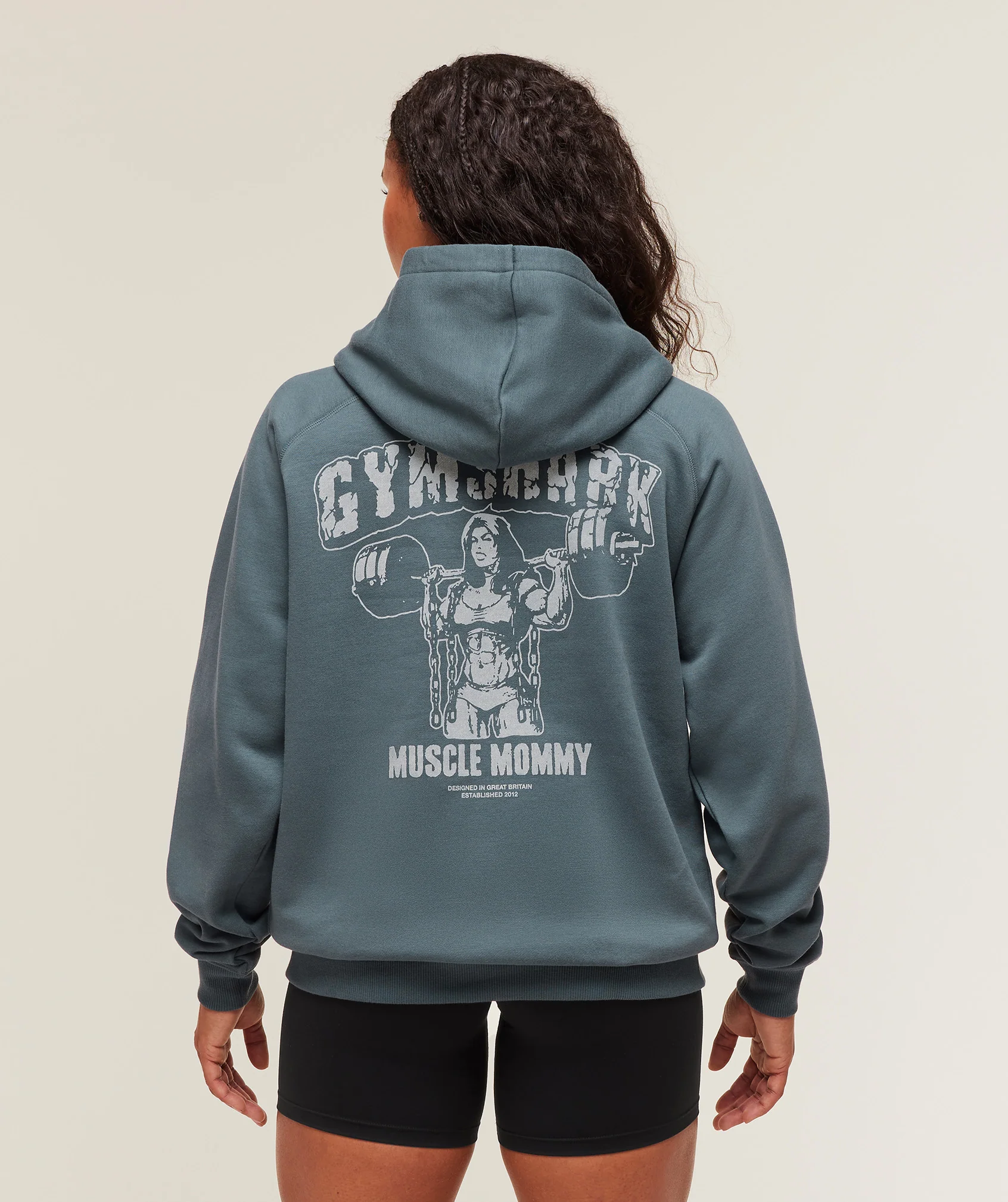 Gritty Muscle Mommy Graphic Hoodie – Titanium Blue