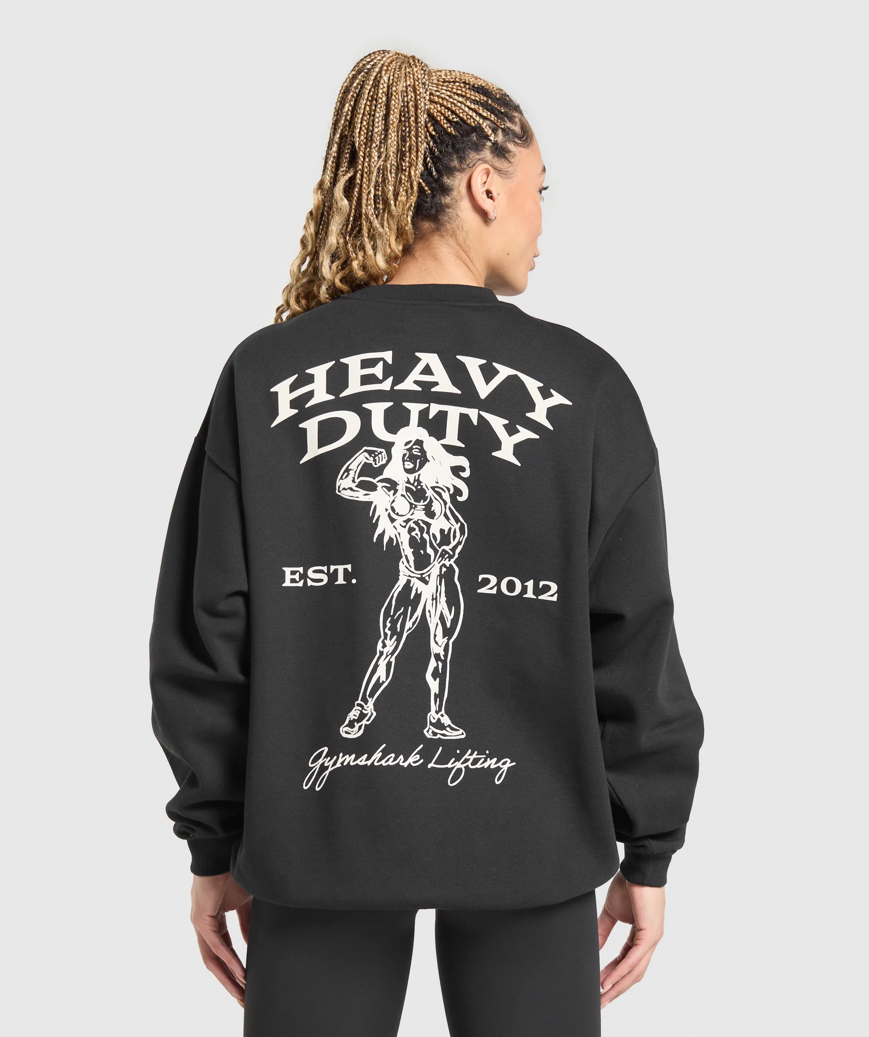Heavy Duty Graphic Oversized Pullover – Black