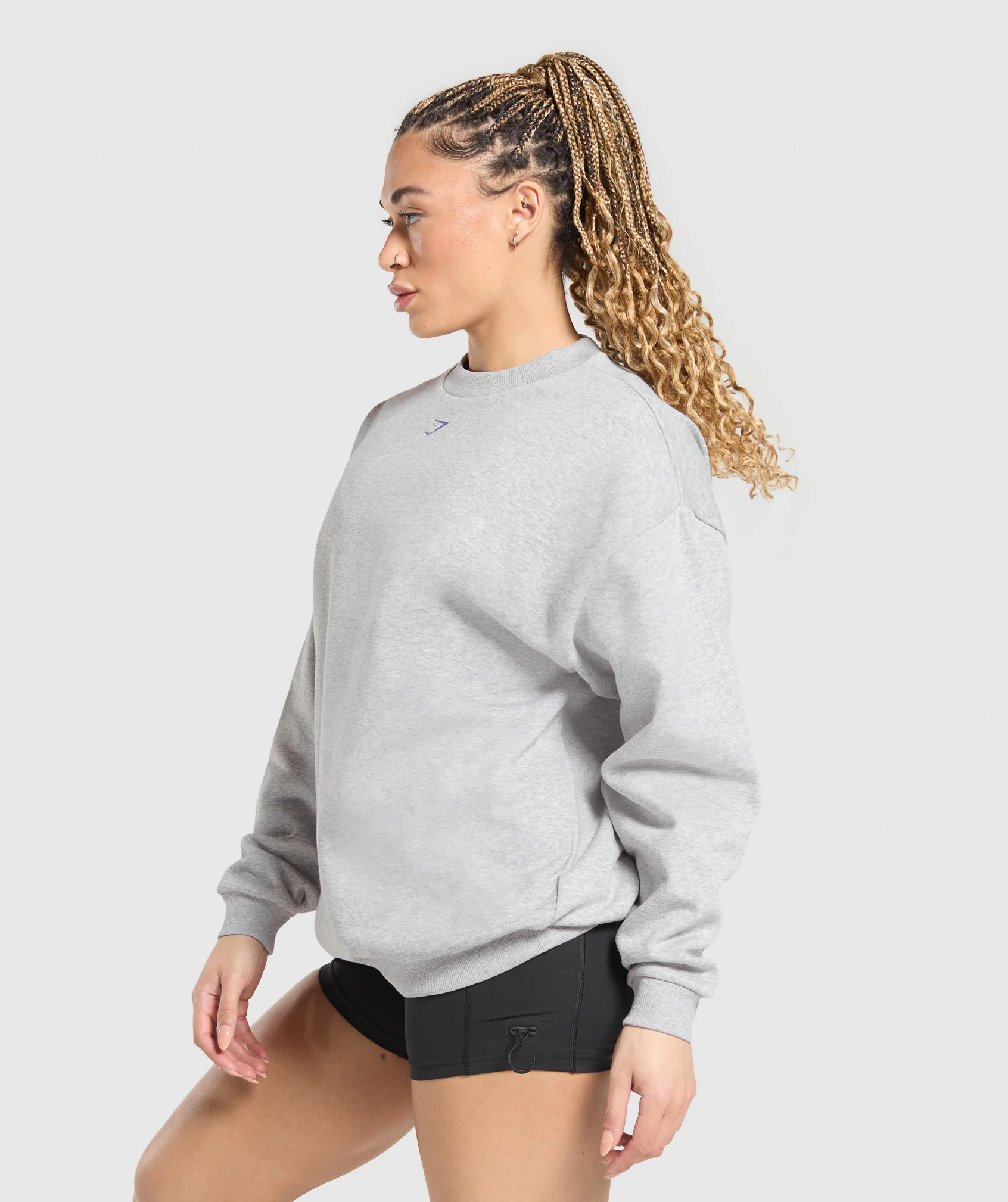 Heavy Duty Graphic Oversized Pullover – Light Grey Core Marl - Imagen 2