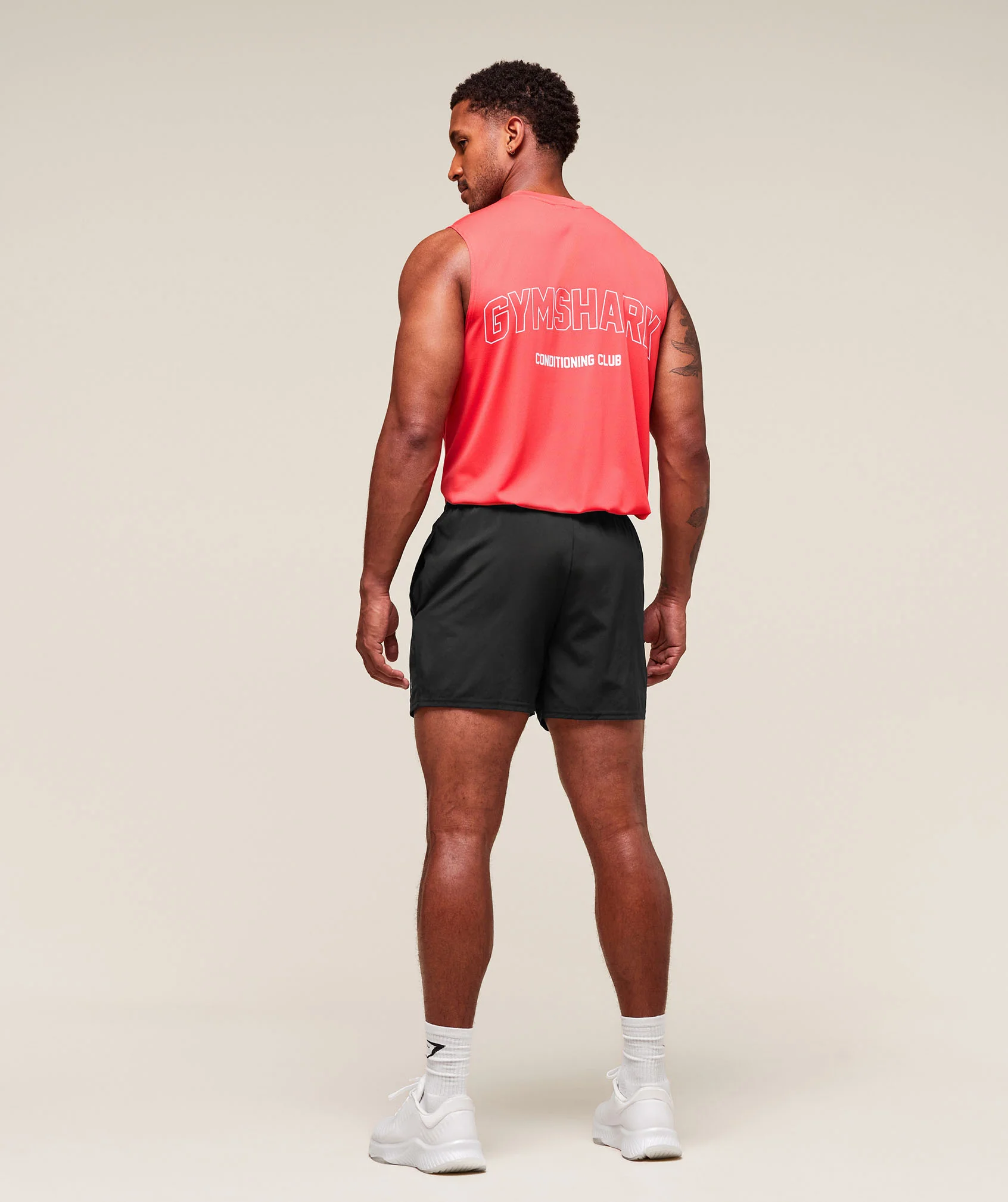 Hybrid Athlete Cut Off Tank – Coral Red - Imagen 2