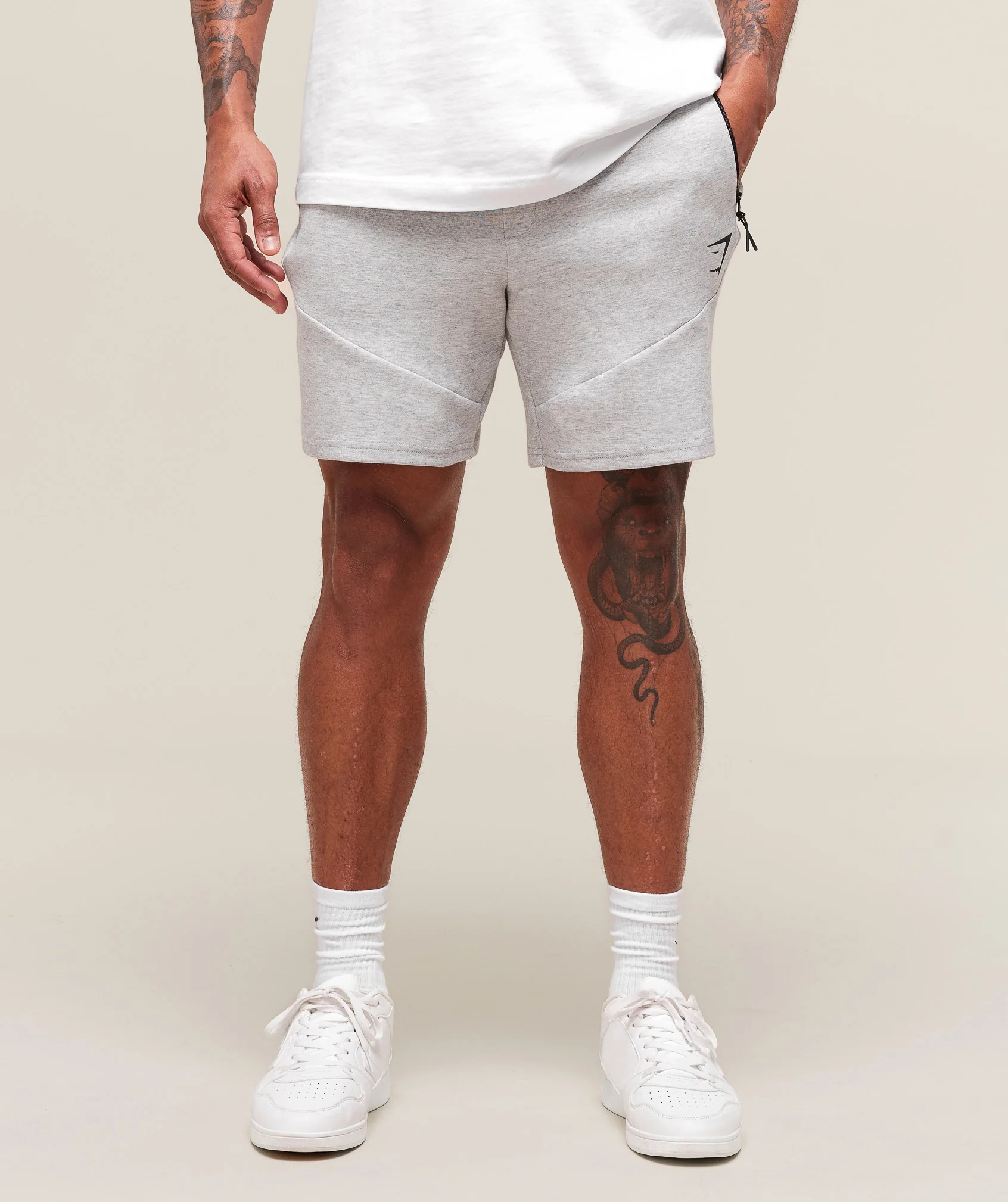 Interlock Tech 6″ Shorts – Light Grey Core Marl