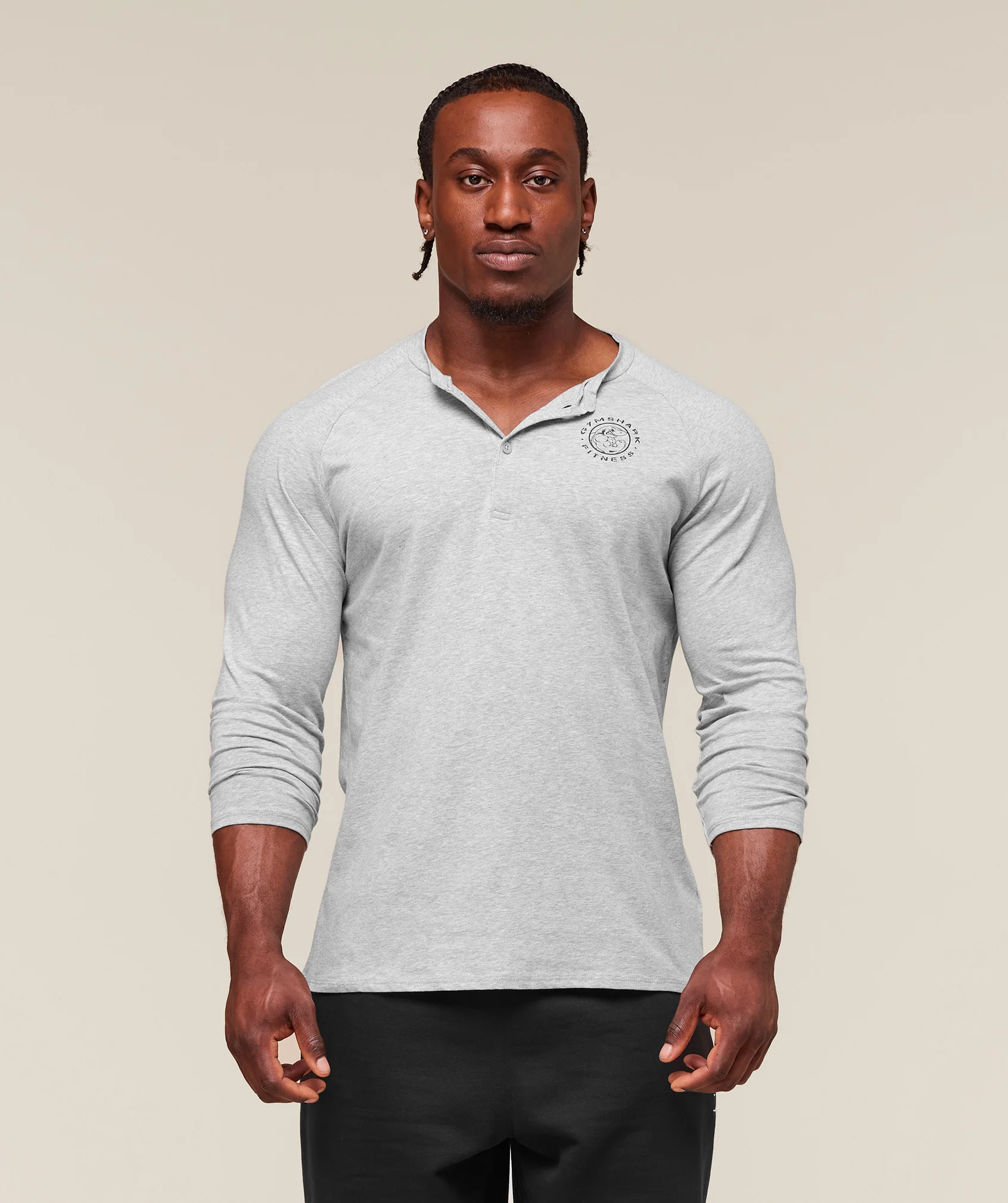 Legacy Henley – Light Grey Marl