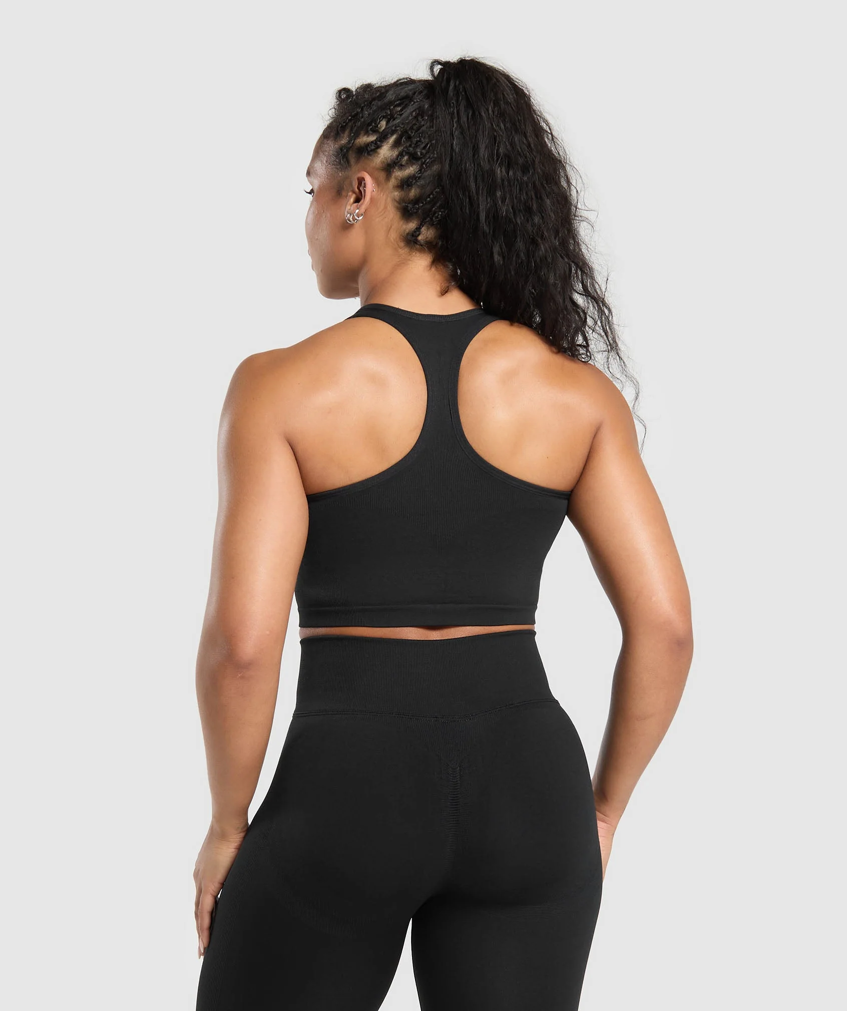 Lift Seamless Midi Tank With Shelf – Black/Black Marl