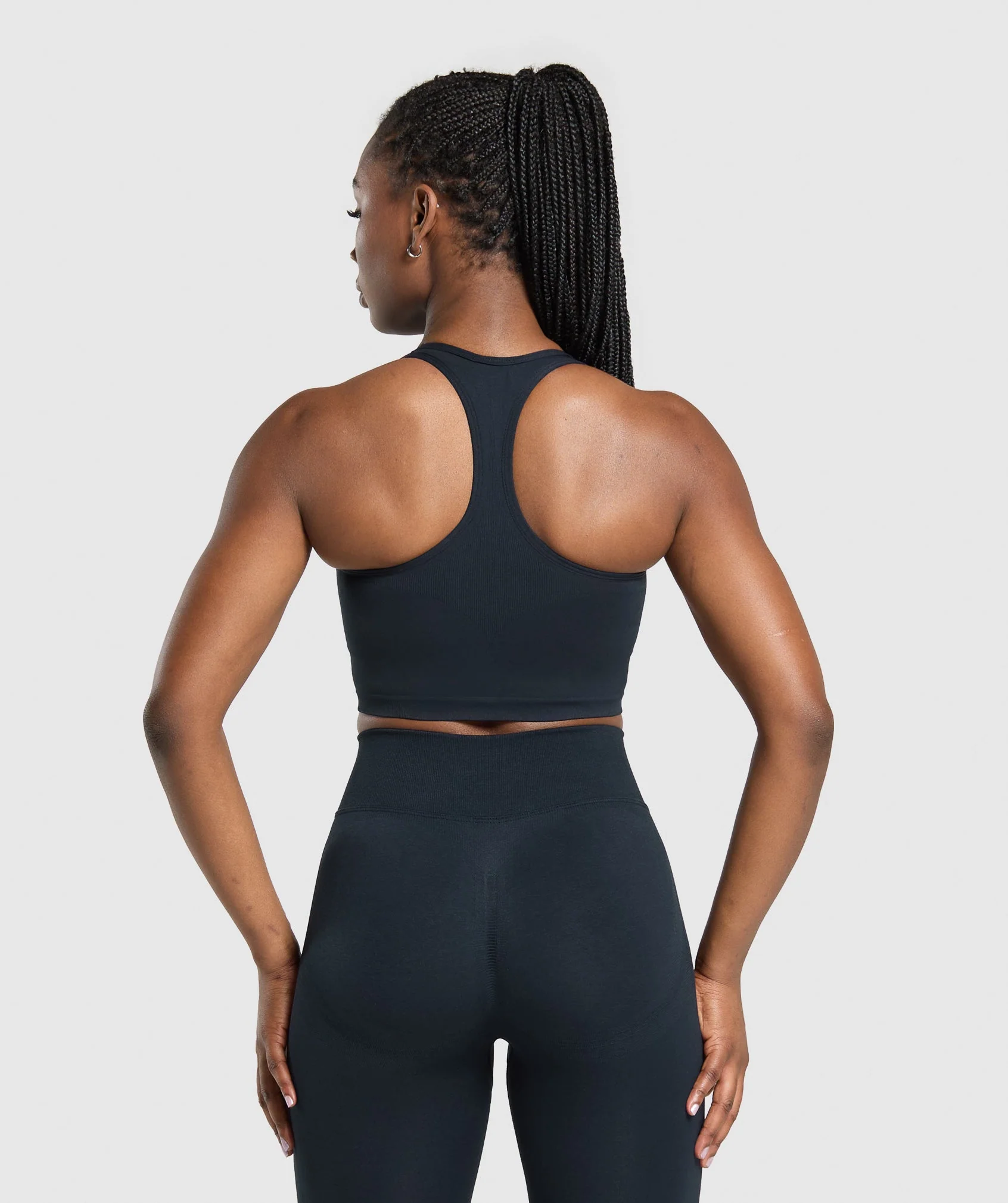 Lift Seamless Midi Tank With Shelf – Midnight Blue/Black Marl