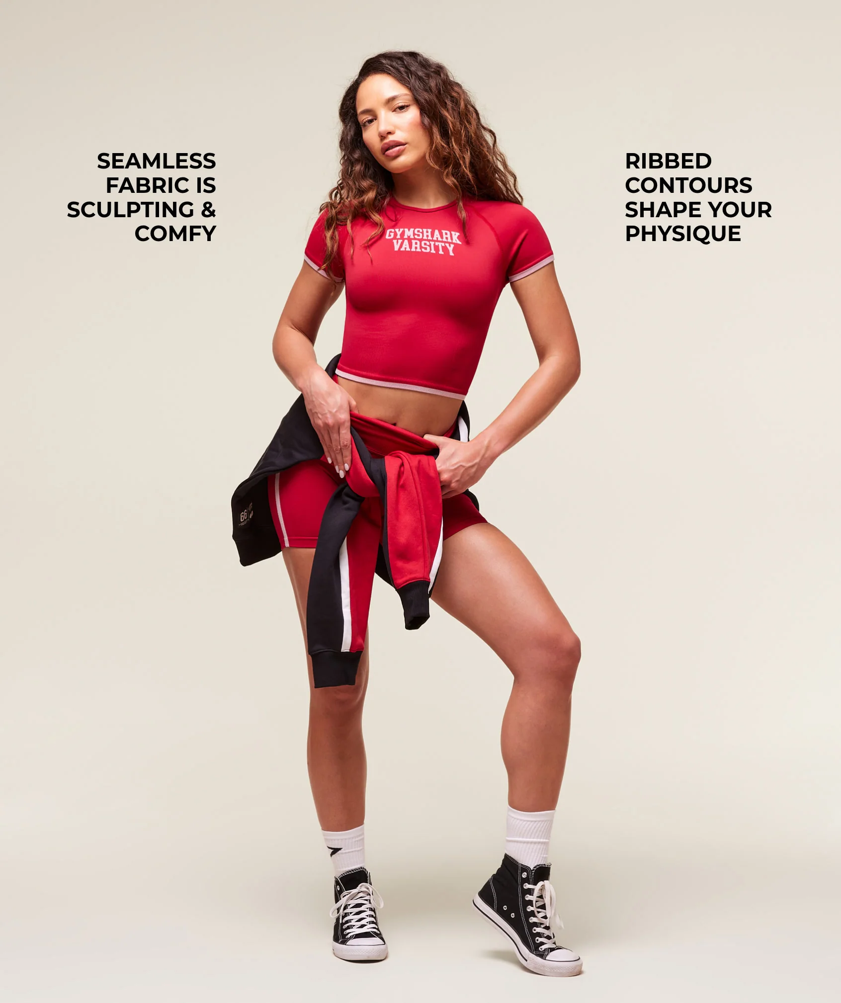 Lift Varsity Seamless Midi T-Shirt – Carmine Red