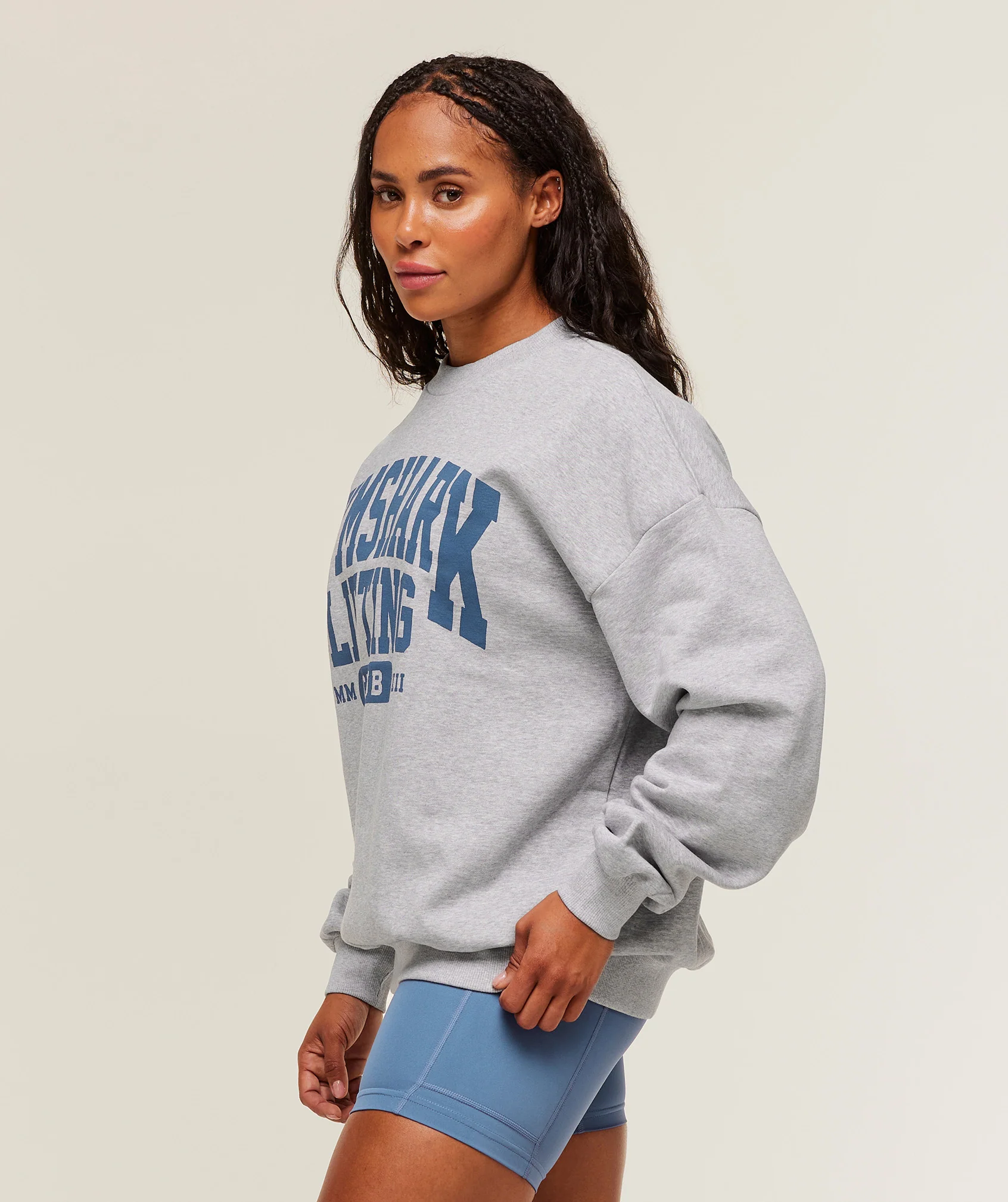 Lifting Club Graphic Oversized Crew Neck – Light Grey Core Marl - Imagen 2