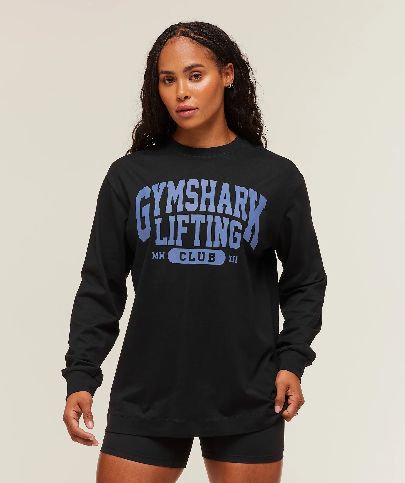Lifting Club Graphic Oversized Long Sleeve T-Shirt – Black