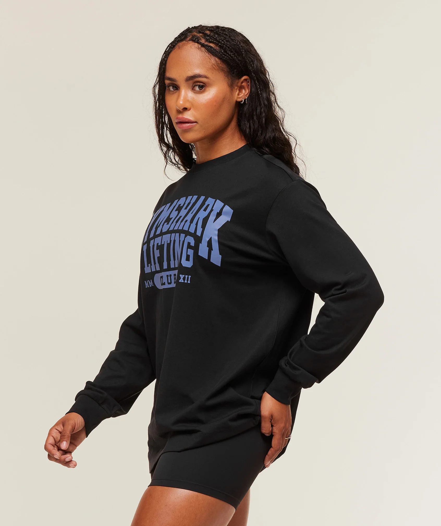 Lifting Club Graphic Oversized Long Sleeve T-Shirt – Black - Imagen 2