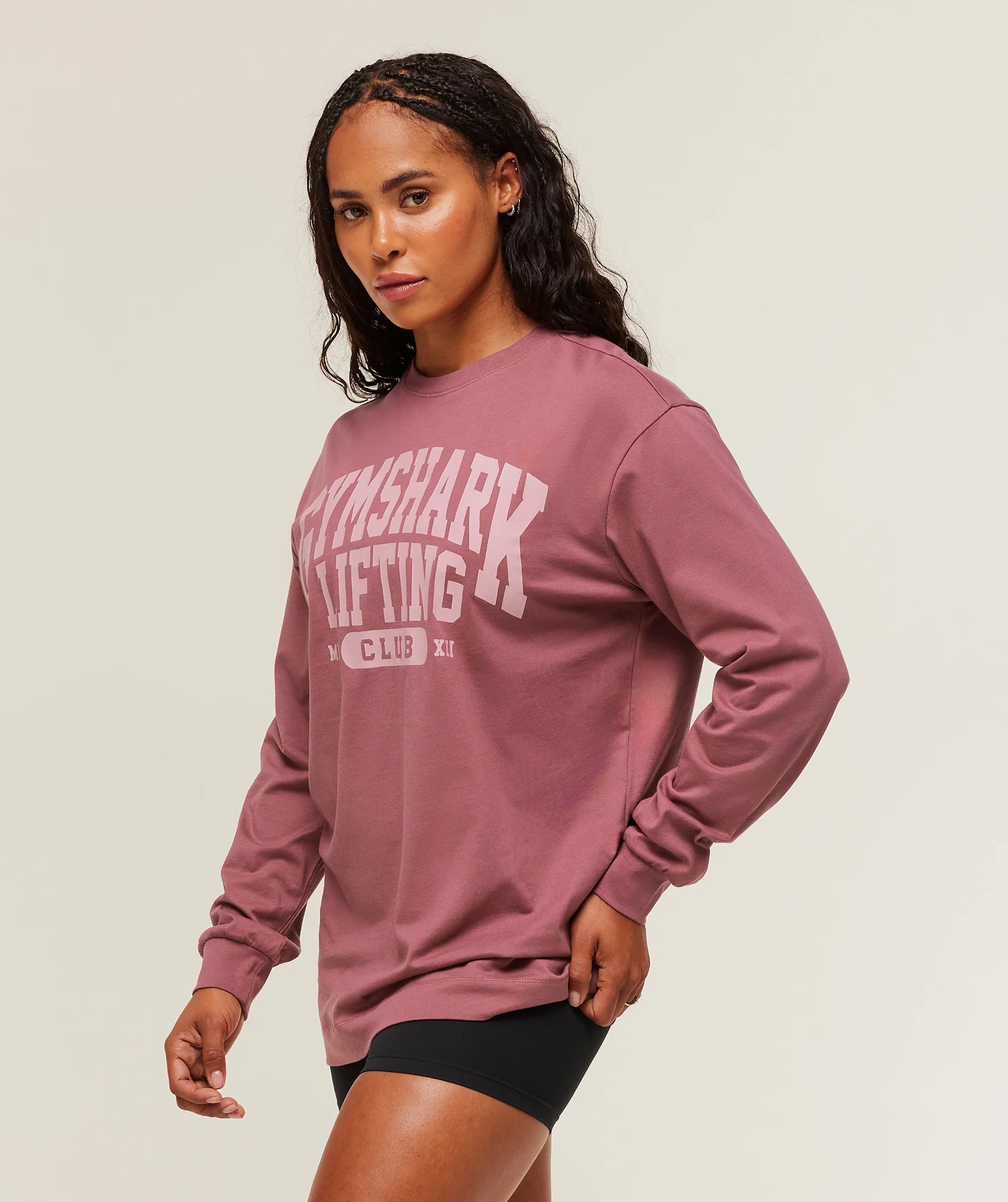 Lifting Club Graphic Oversized Long Sleeve T-Shirt – Reset Pink - Imagen 2