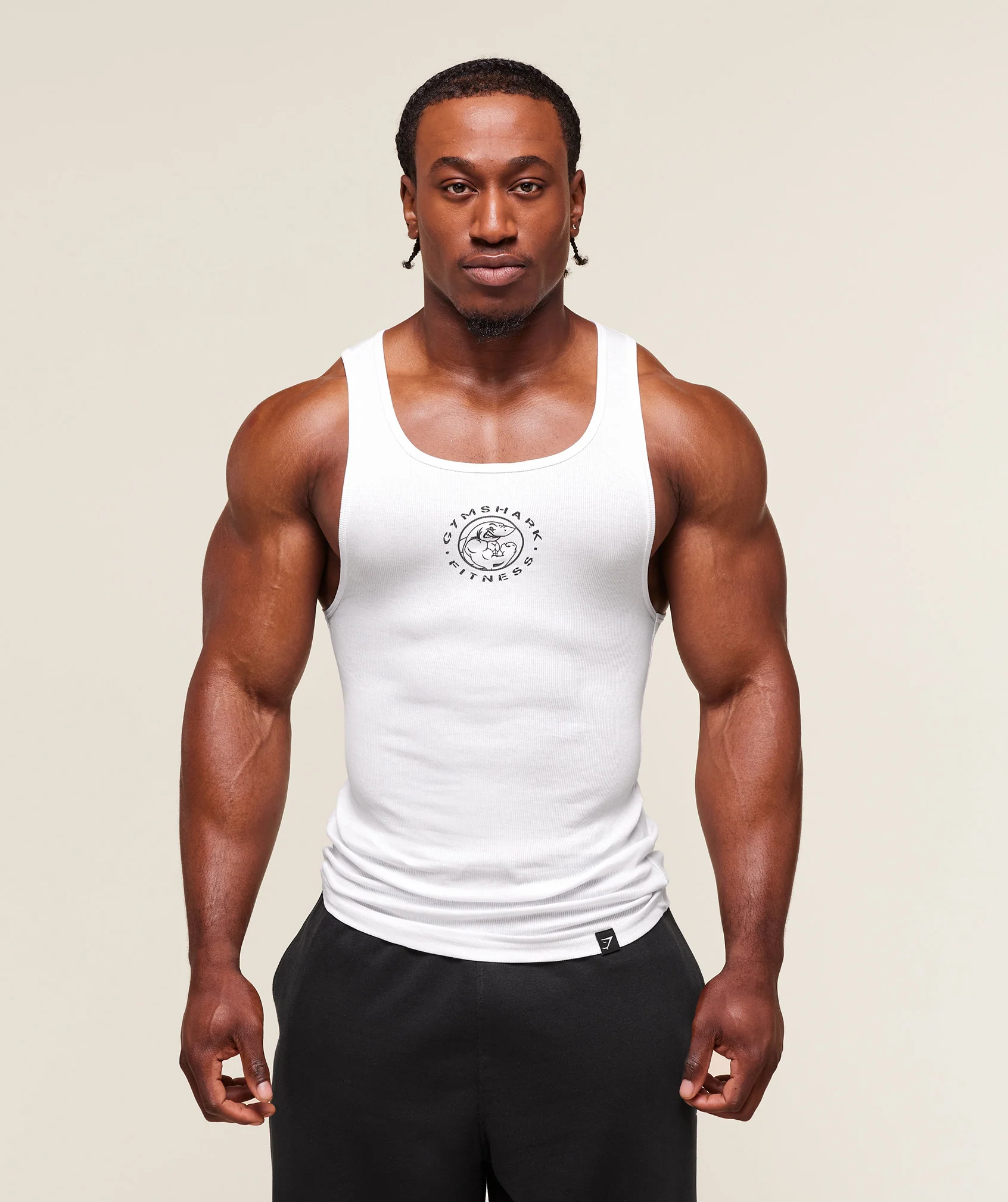 Lifting Club Ribbed Tank – White
