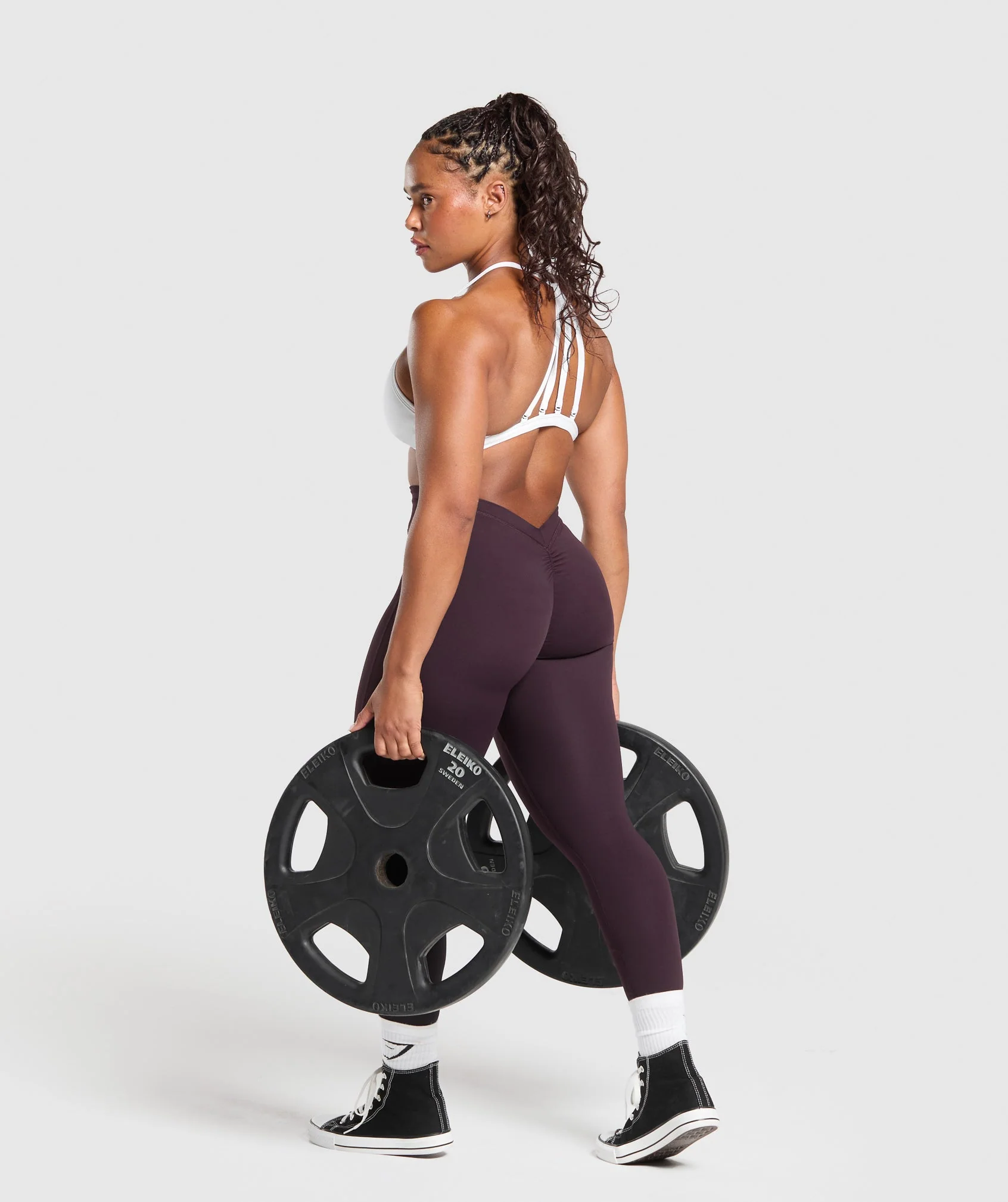 Lifting Dipped Waistband Leggings – Plum Brown - Imagen 2