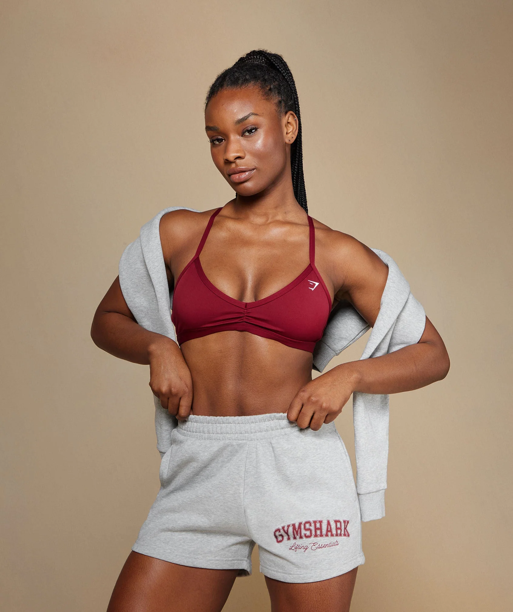 Lifting Essentials Graphic Brushed 4′ Shorts – Light Grey Core Marl