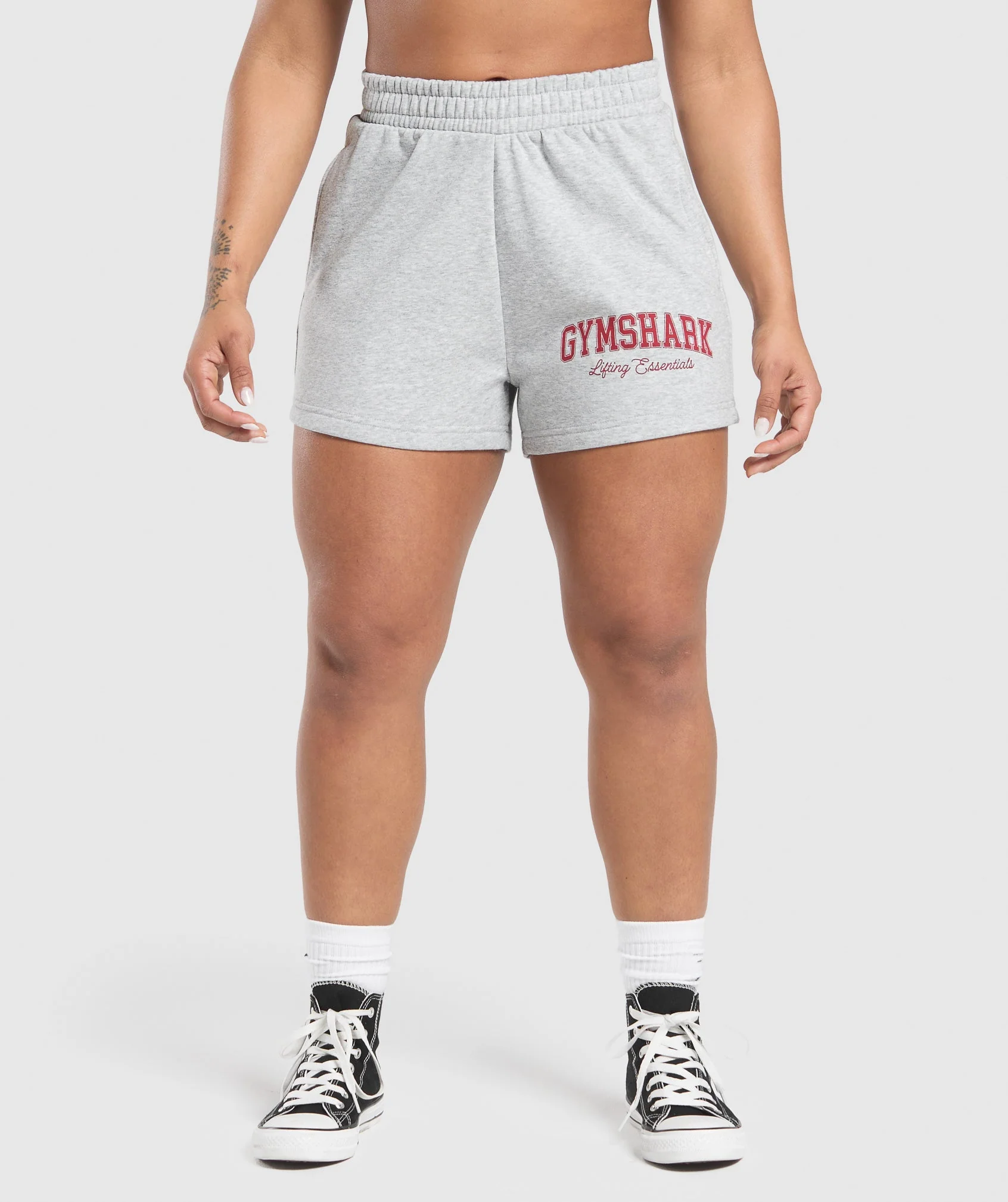 Lifting Essentials Graphic Brushed 4′ Shorts – Light Grey Core Marl