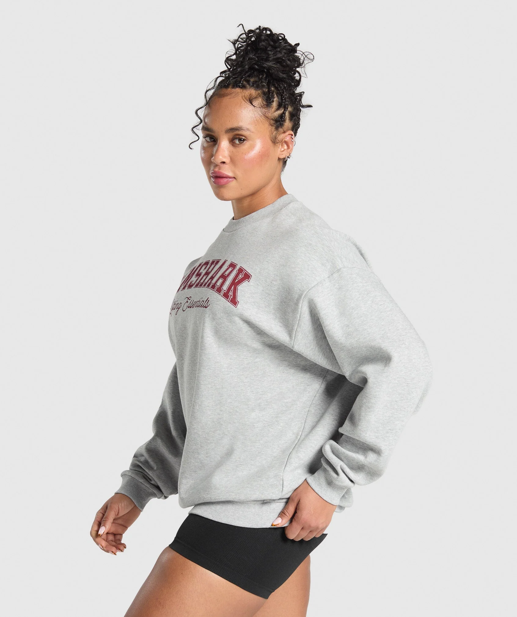 Lifting Essentials Graphic Brushed Oversized Sweatshirt – Light Grey Core Marl - Imagen 2